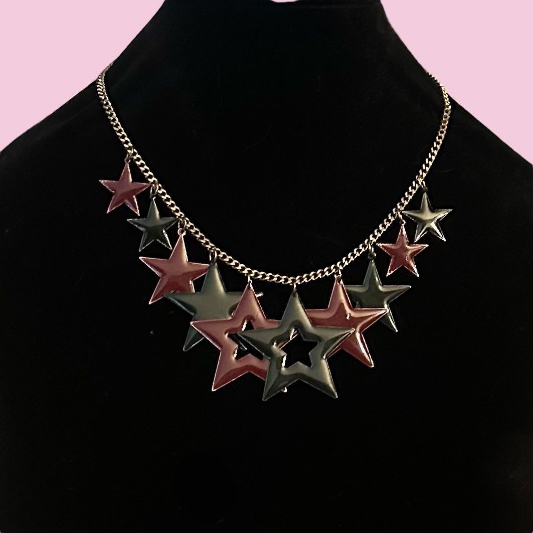 Other Reversible gold tone burgundy & black stars dangle necklace Size ONE SIZE - 1 Thumbnail
