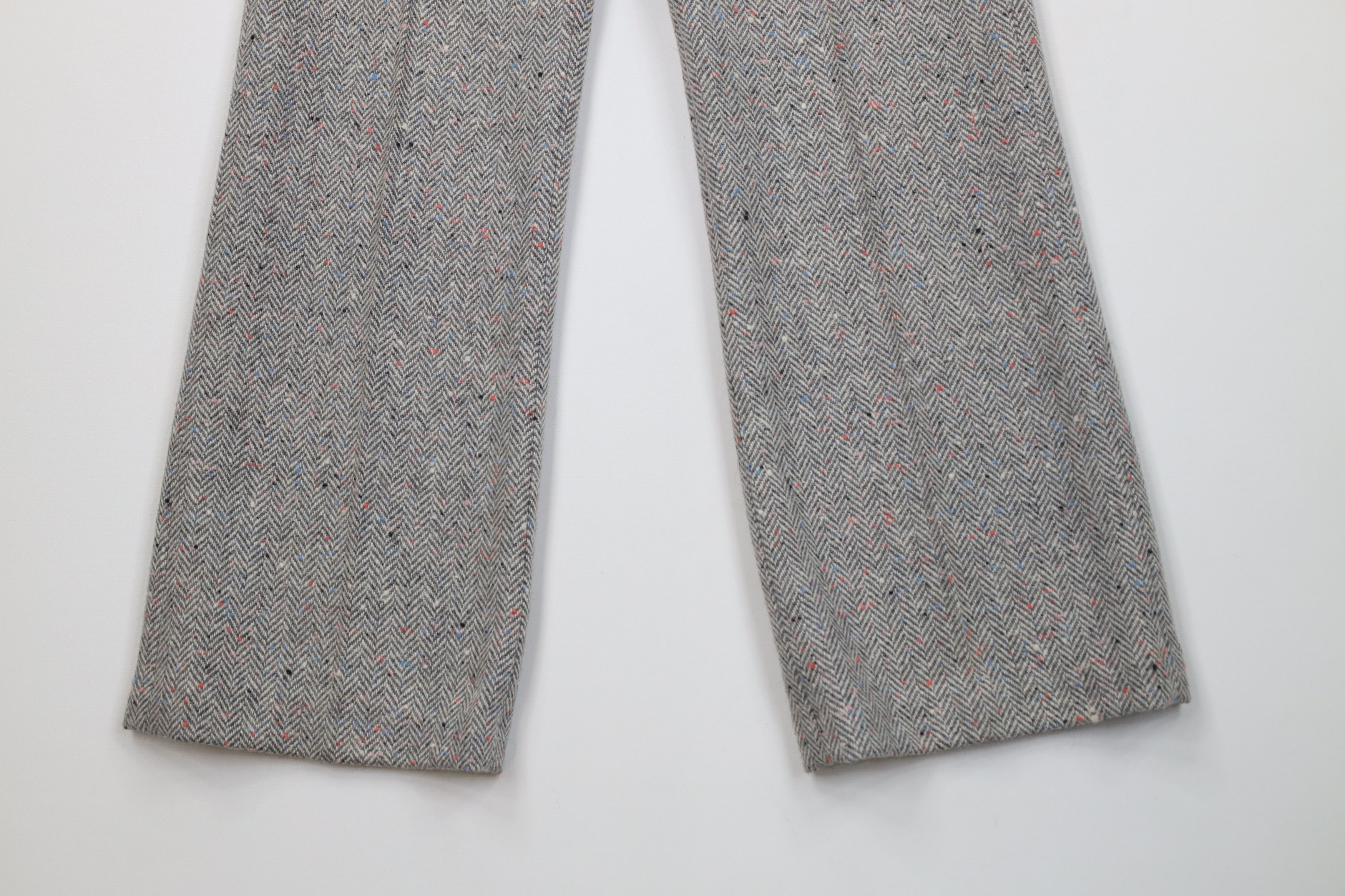Vintage Vintage 60s 70s Fleck Wool Herringbone Wide Leg Pants Size 32" / US 10 / IT 46 - 4 Thumbnail