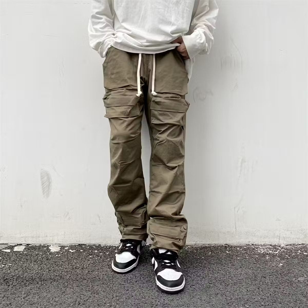 image of Designer Retro Work Vintage Flared Carpenter Skate Cargo Pants in Khaki, Men's (Size 32)