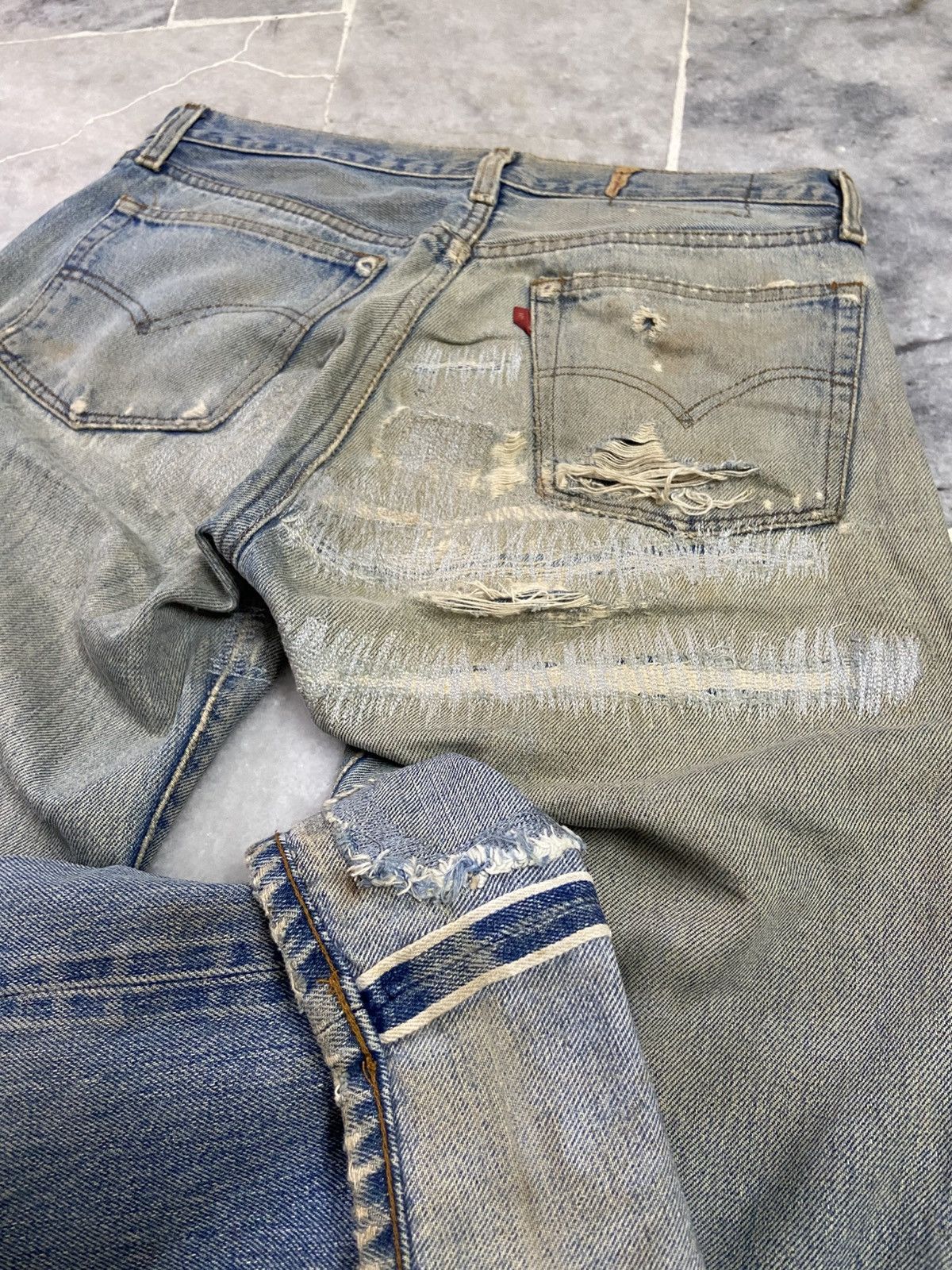 Levi's Vintage 70s Levis 501 Redline Selvedge Jeans Distressed Size US 28 / EU 44 - 6 Thumbnail