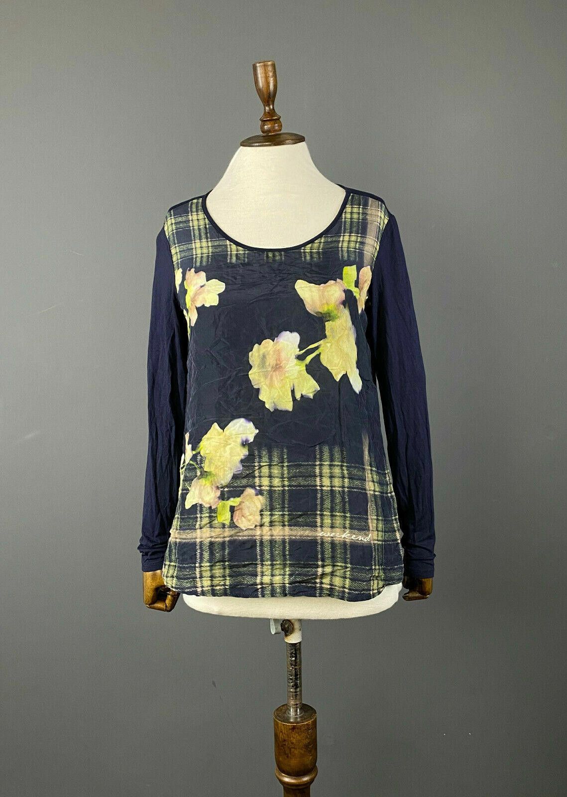 Designer Weekend Max Mara Blue Floral Boat Neck Pullover Sweater Sz S Size S / US 4 / IT 40 - 1 Thumbnail