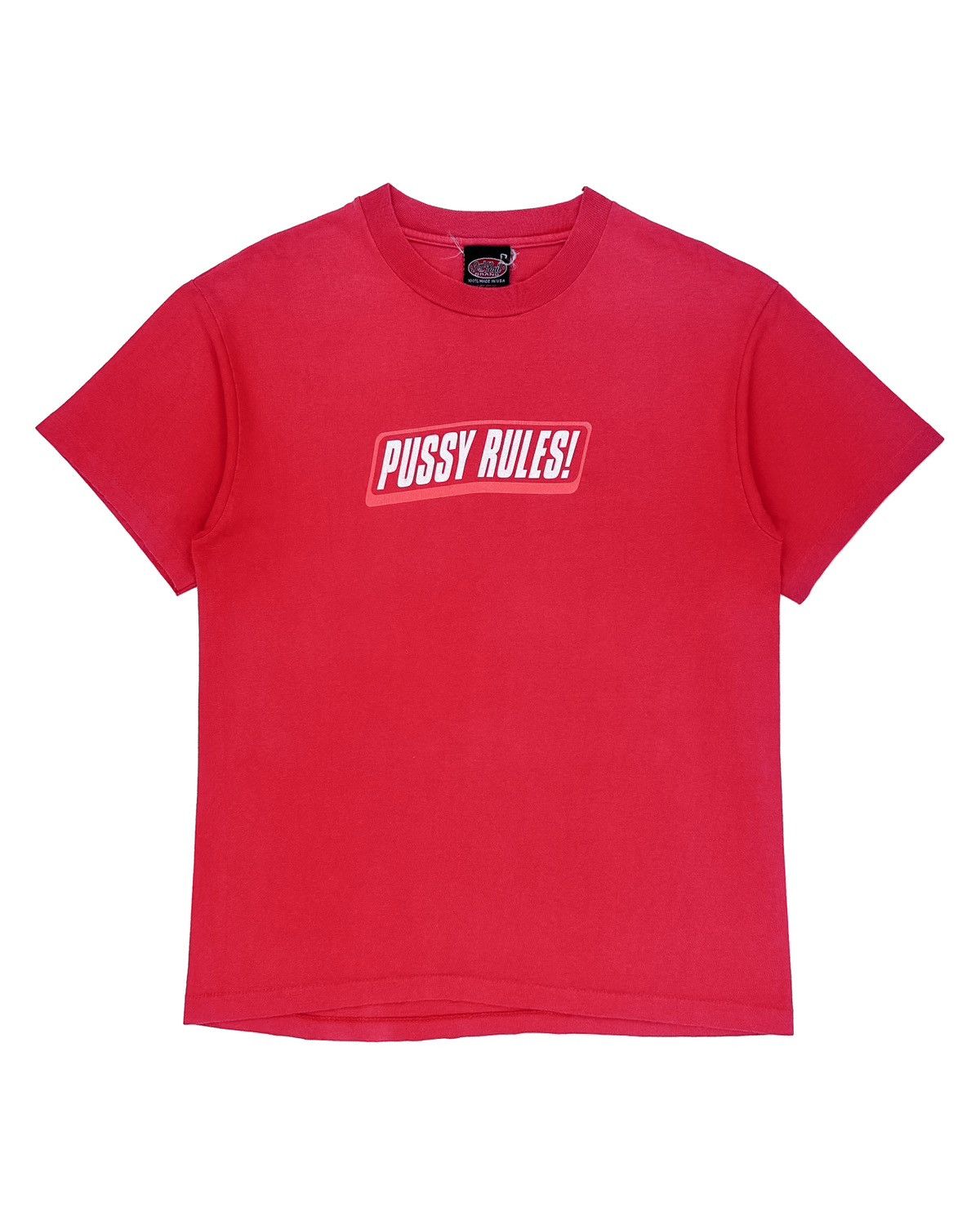 Vintage 90s Faded Red 3rd Rail Brand “Pussy Rules!”T-shirt Size US M / EU 48-50 / 2 - 1 Thumbnail