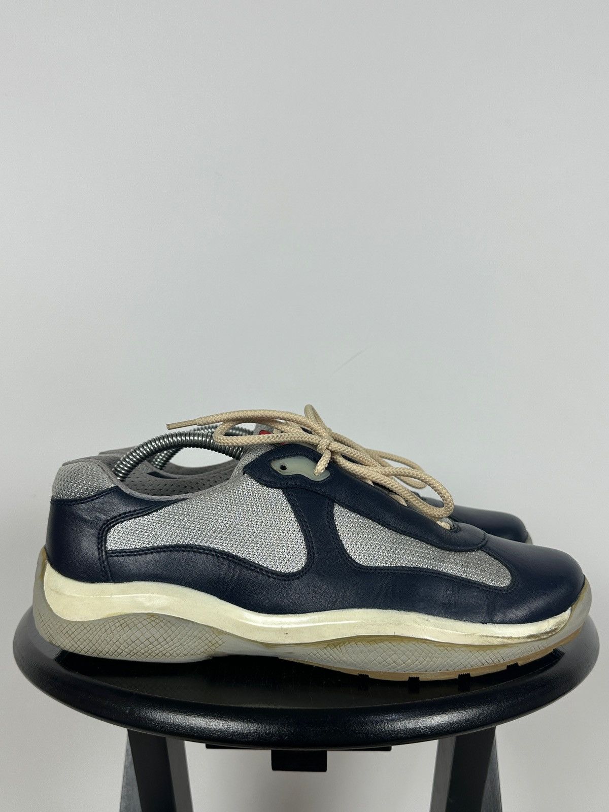 Prada Prada America’s Cup Navy Blue Leather Sneakers Size US 7.5 / EU 40-41 - 4 Thumbnail