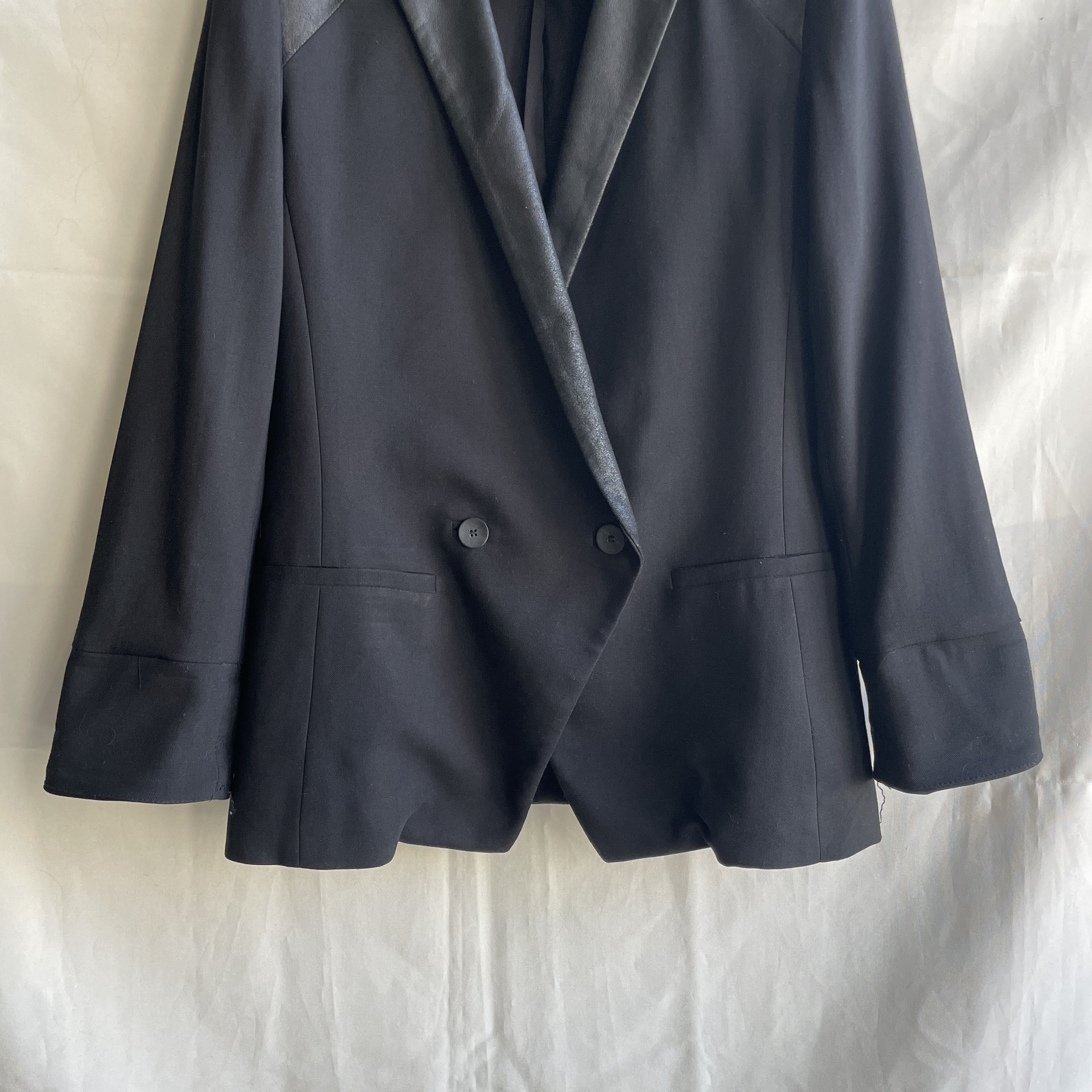 Helmut Lang Helmut Lang Leather Wool Ruched Sleeves Blazer Size S / US 4 / IT 40 - 8 Thumbnail