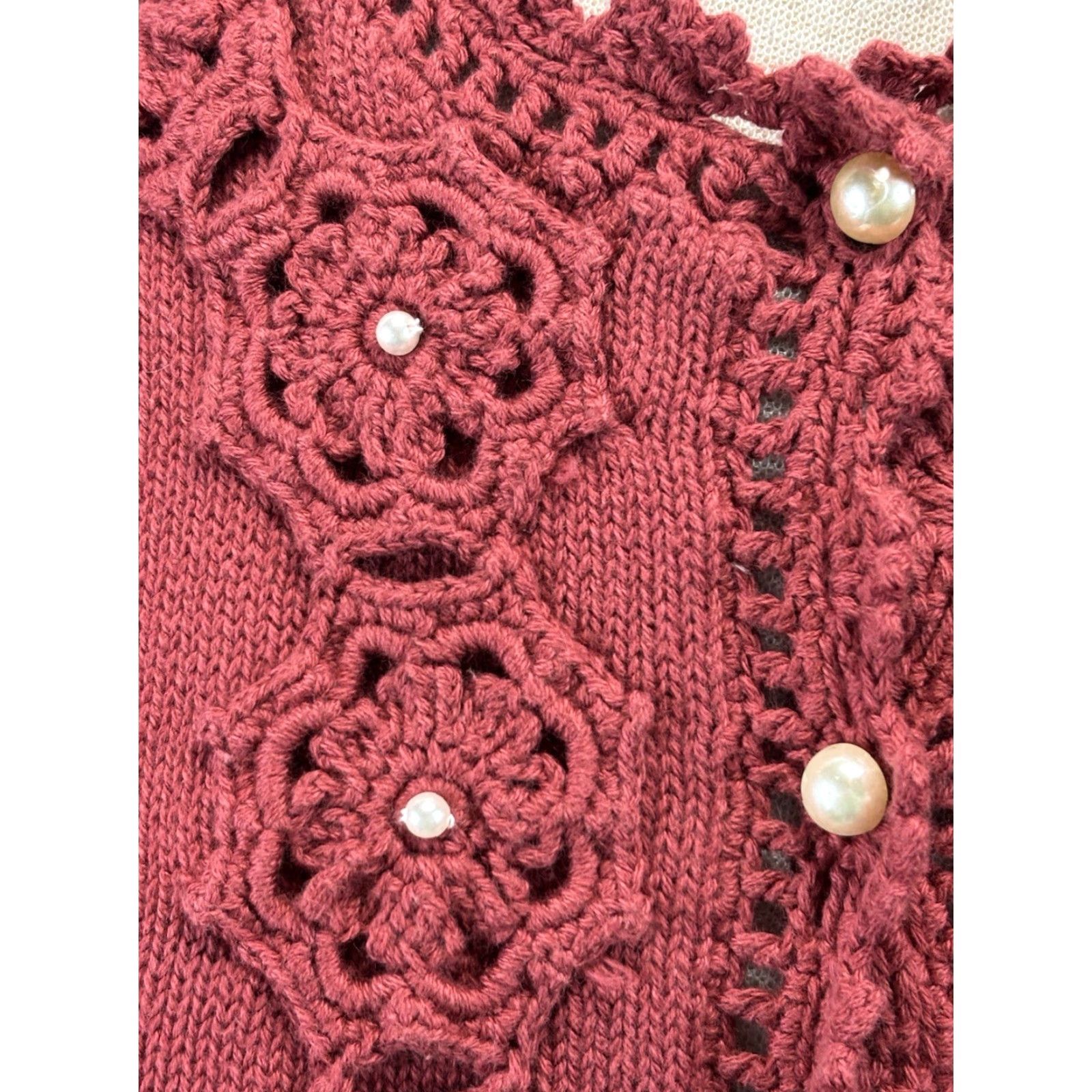 Vintage VINTAGE Petite Sophisticate Cardigan Sweater S Womens Pink Crochet Pearl Buttons Granny Size S / US 4 / IT 40 - 6 Thumbnail