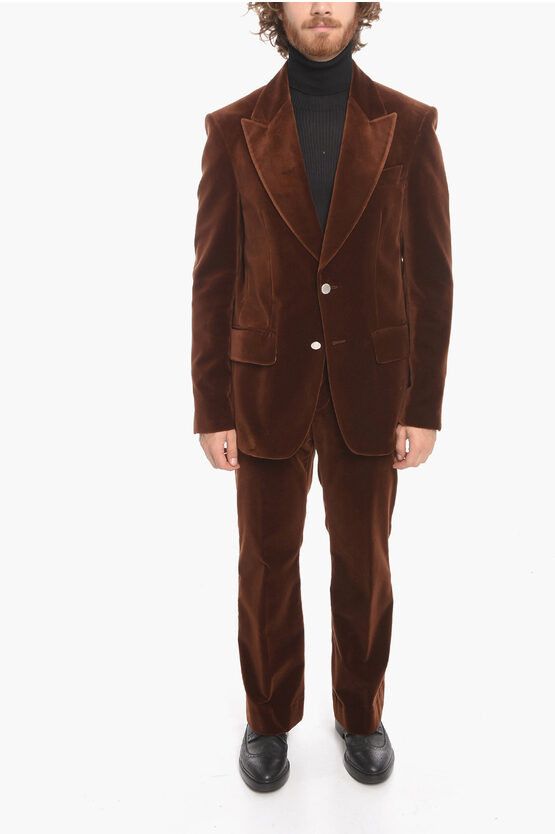 Palm Angels o1y0325 Velvet Blazer in Brown Size US S / EU 44-46 / 1 - 4 Thumbnail