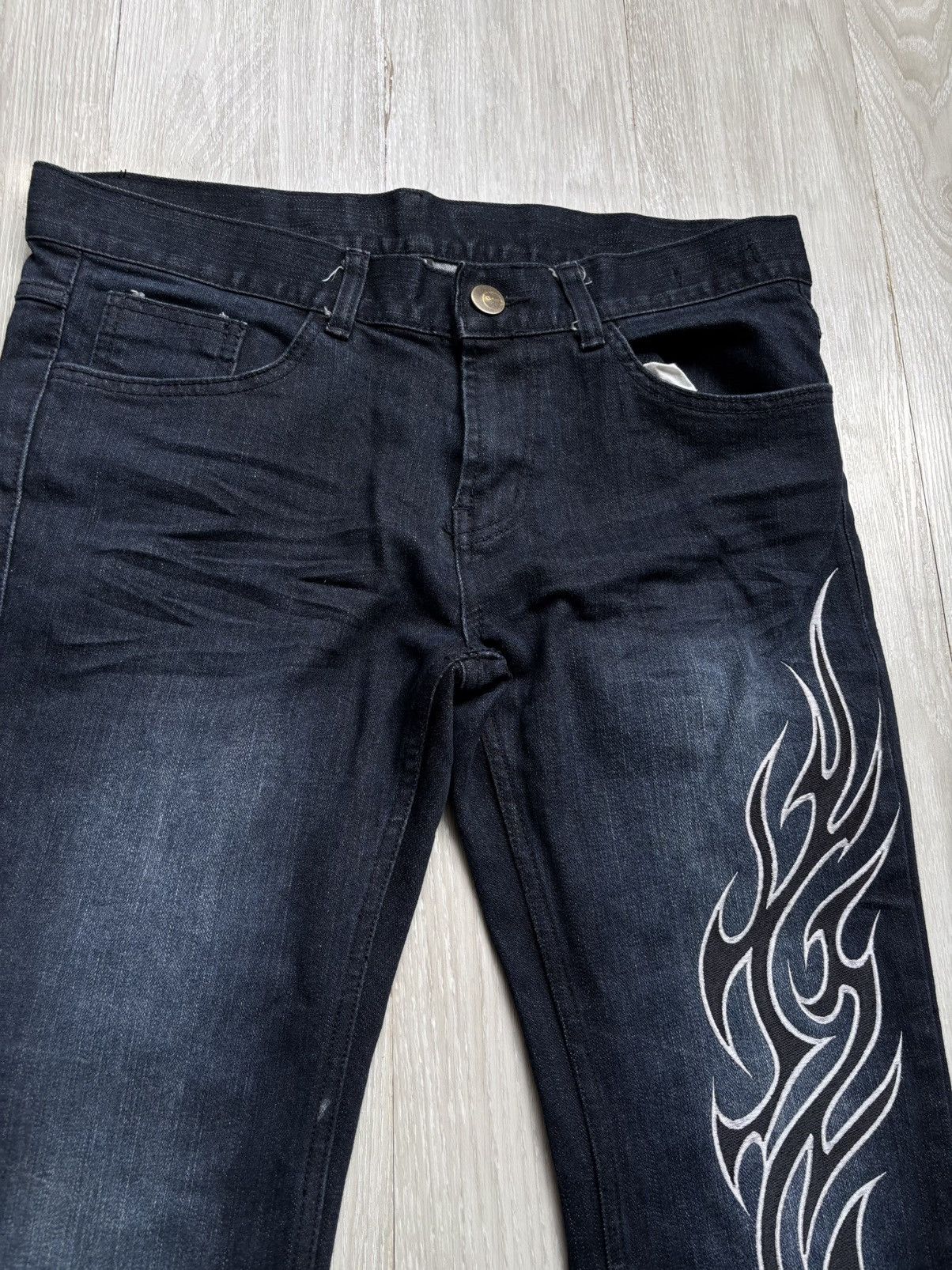 Japanese Brand Lad musician lace up flare jeans Size US 31 - 2 Thumbnail