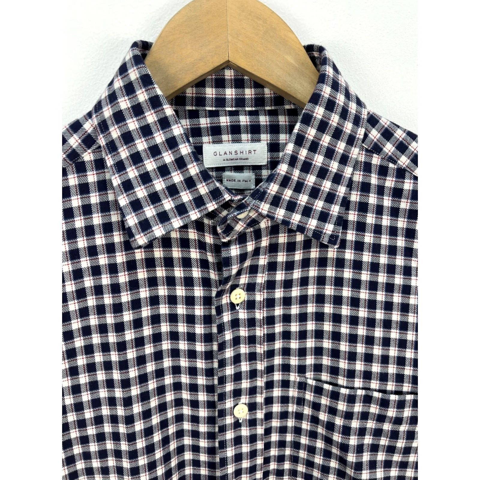 Glanshirt Glanshirt Dress Shirt Multicolor Check 100% Cotton Italy 38/15 Long Sleeve Button Collar Men's Size 38R - 2 Thumbnail