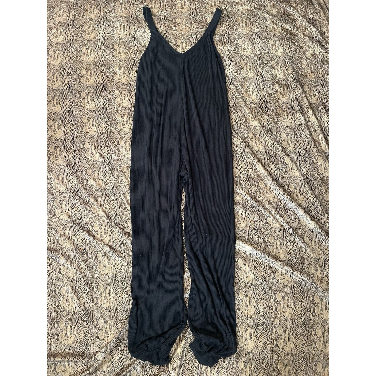 Eberjey Eberjay Elon Black Bound Ribbed V-Neck Relaxed Jumpsuit XS Size 26" / US 2 / IT 38 - 2 Thumbnail
