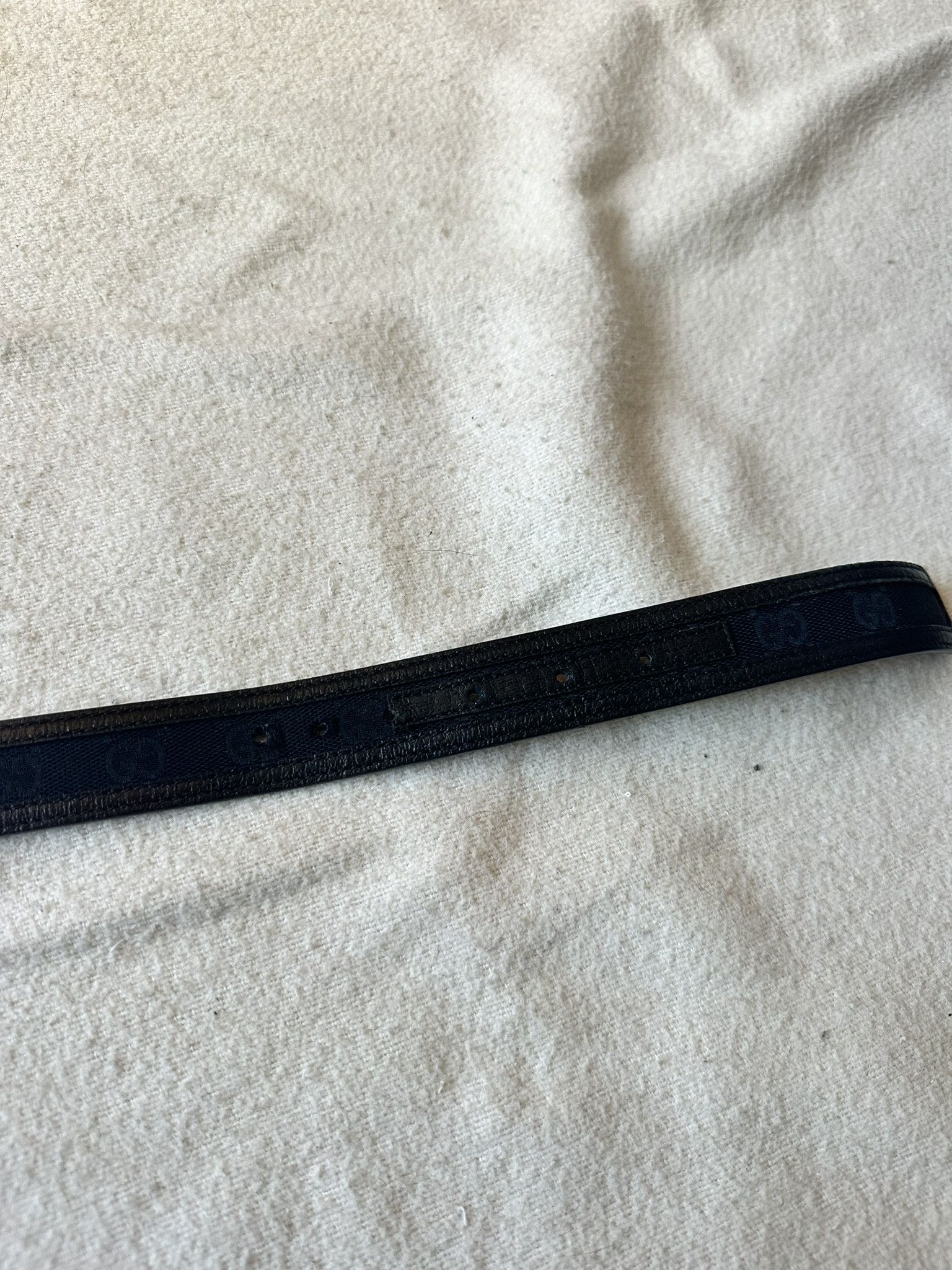 Gucci Gucci Belt Thin Monogram Leather and Canvas Black Size ONE SIZE - 7 Thumbnail