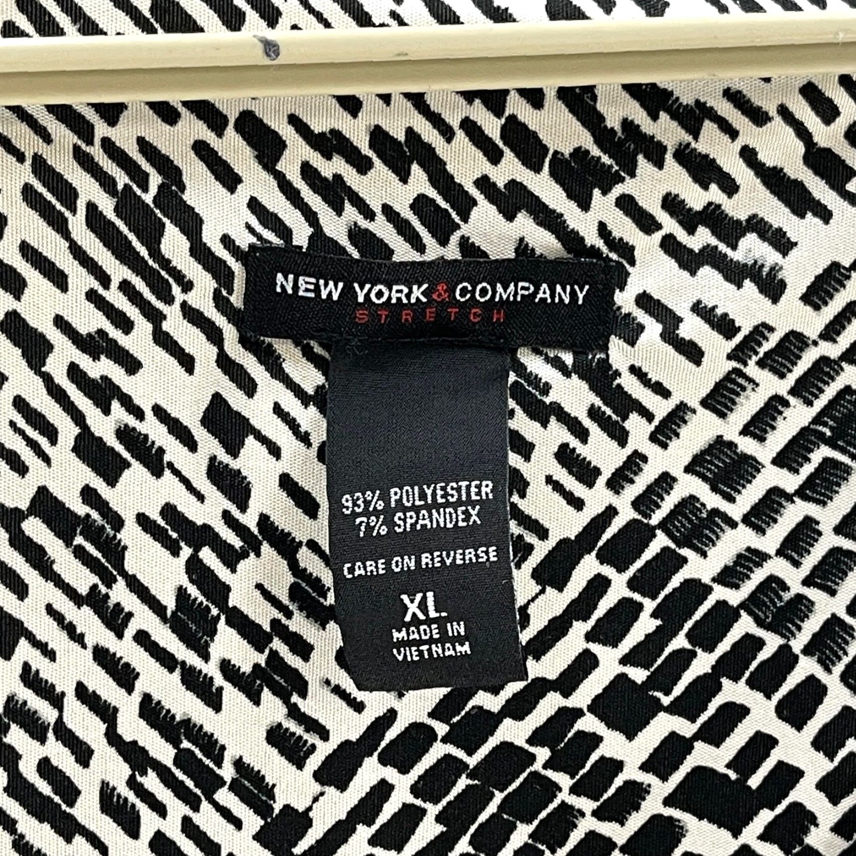 Vintage New York & Company Dress Womens XL Black V-Neck Sleeveless Midi A-Line Geometric Office Cocktail Dress Size XL / US 12-14 / IT 48-50 - 3 Thumbnail