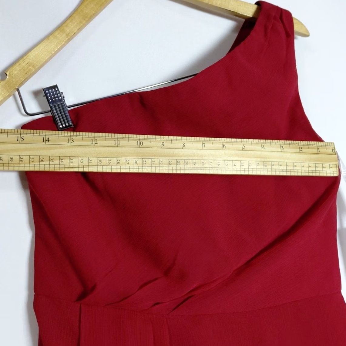 Vintage NWT New title: David'S Bridal Red One Shoulder Knee Length Women Size 8 Dress - Solid Polyester Size M / US 6-8 / IT 42-44 - 6 Thumbnail