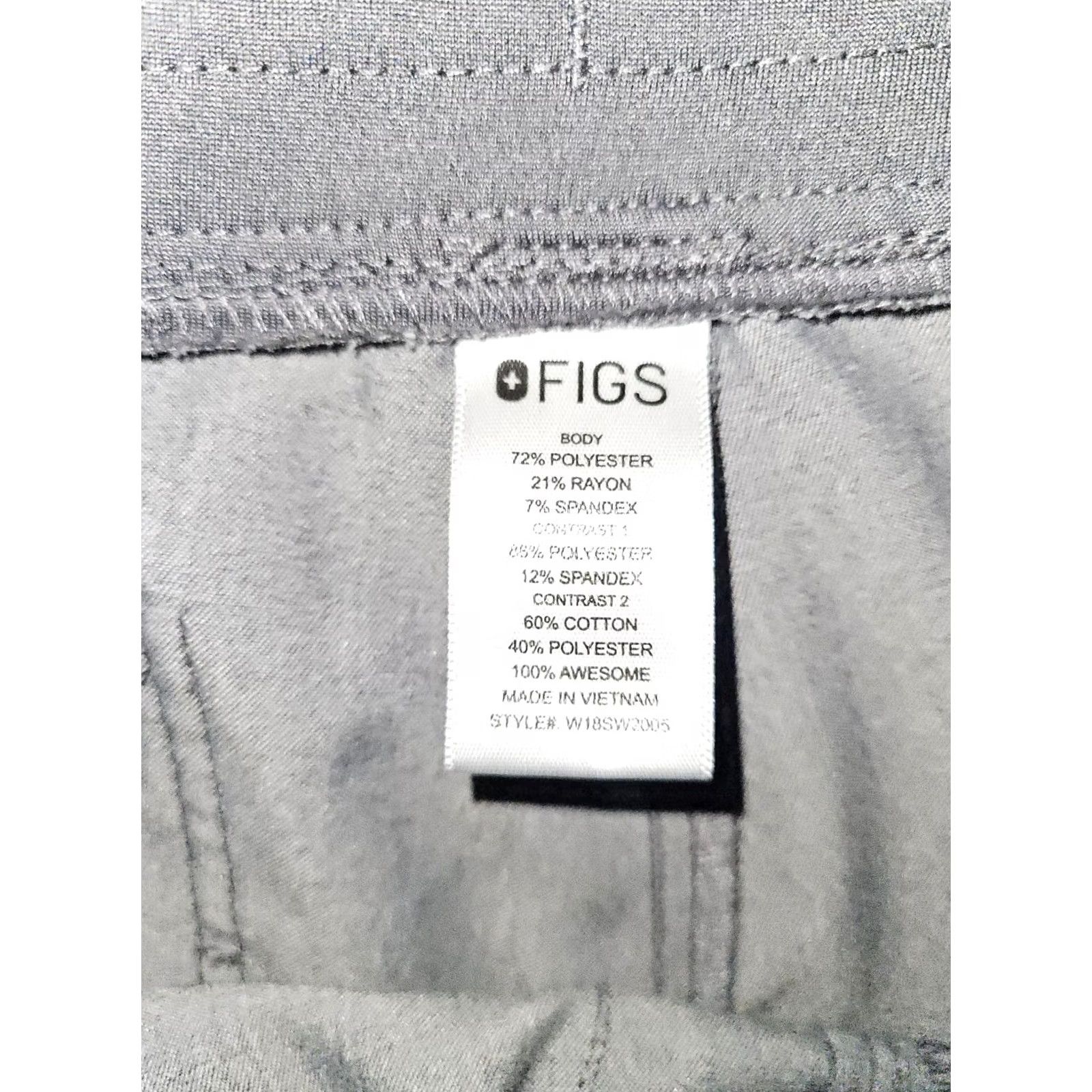 Vintage FIGS Technical Collection Joggers L Gray Unisex Adult Large Quilted Zip Pocket Pockets Solid Nurse Doctor Medical Size US 33 - 2 Thumbnail