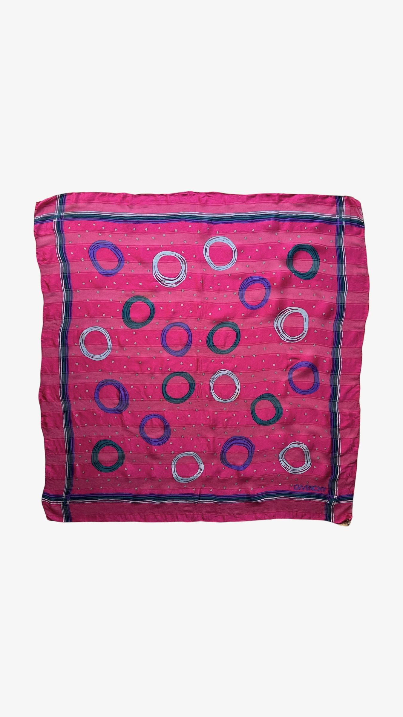 Givenchy Vintage 80s Givenchy Polka Dot Print Pink Silk Scarf Size ONE SIZE - 1 Thumbnail