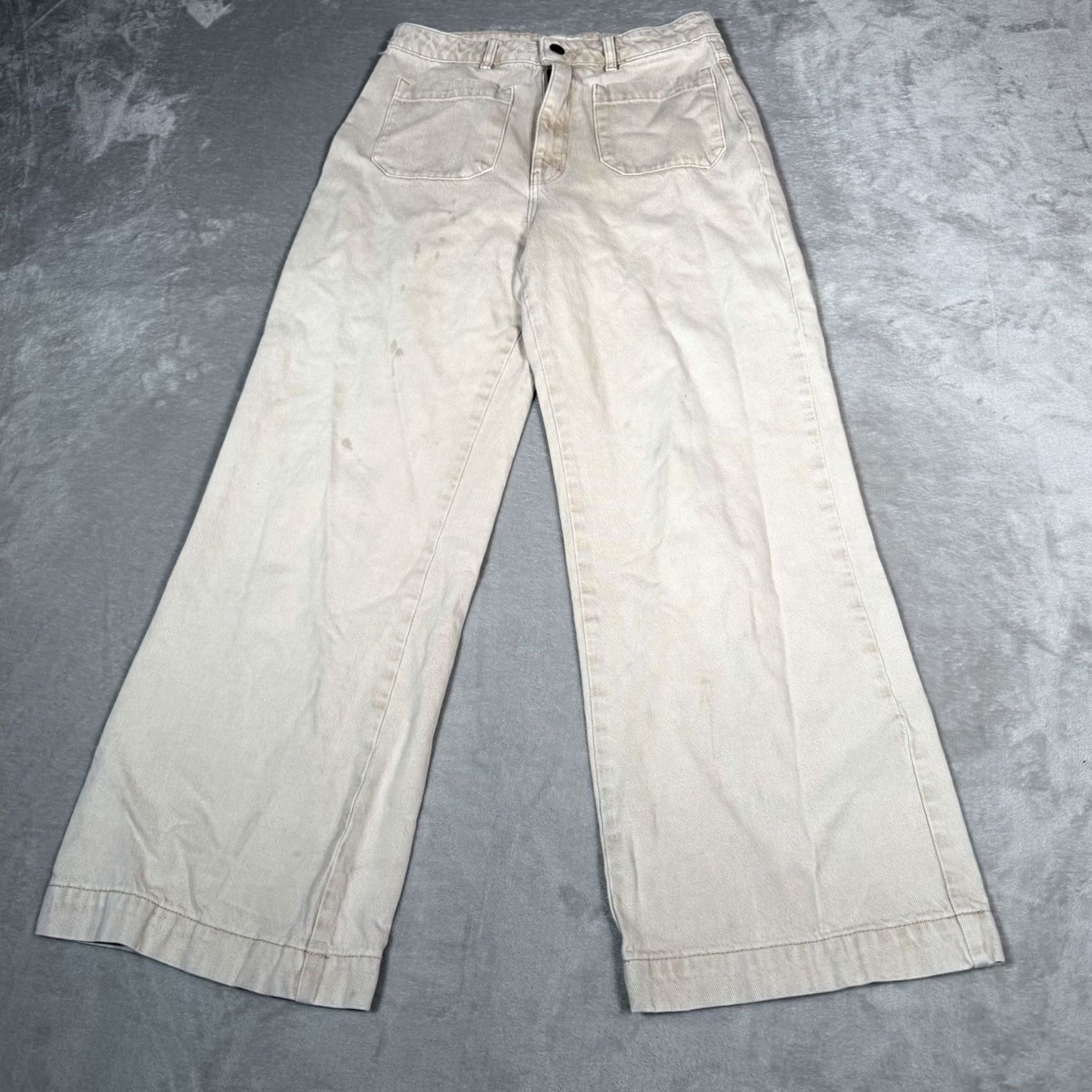 Vintage Rolla’s Sailor Jeans Beige 29 High Rise Wide Leg 5-Pocket Denim Pants Womens Regular Size 29 Jeans Hanwears? Size 29" - 2 Thumbnail