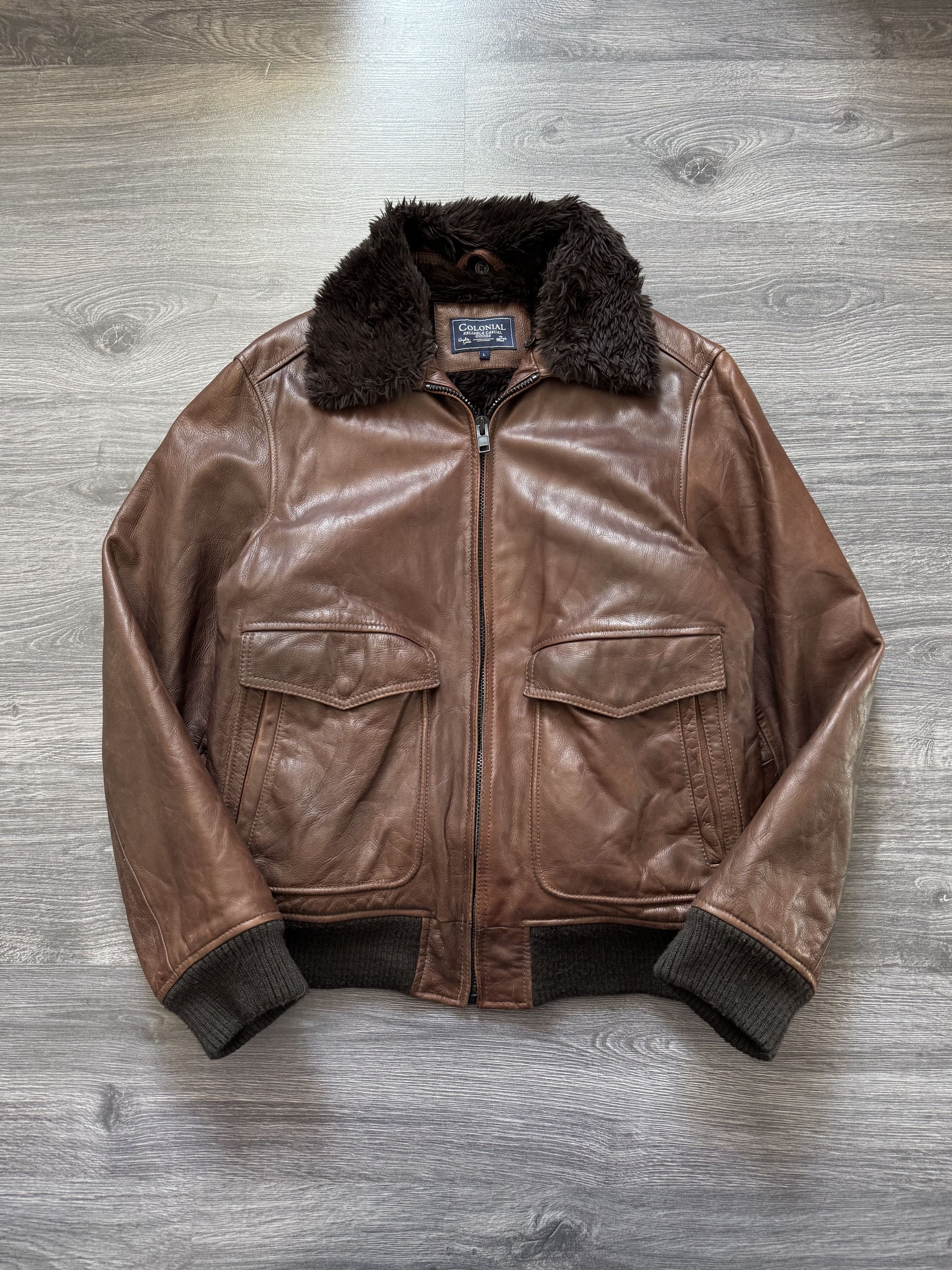 Leather Vintage A2 Leather Bomber Jacket with Faux Fur Lining Size US L / EU 52-54 / 3 - 10 Thumbnail