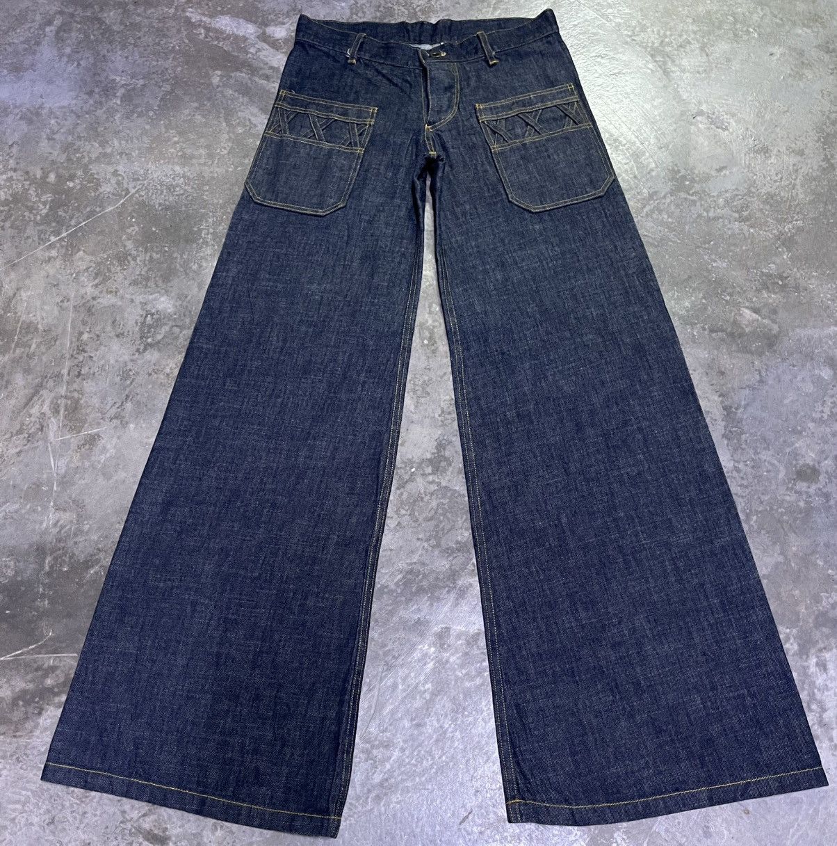 If Six Was Nine × Japanese Brand Super Flare Jeans Japan Chewin’ Bacco Size US 29 - 1 Thumbnail