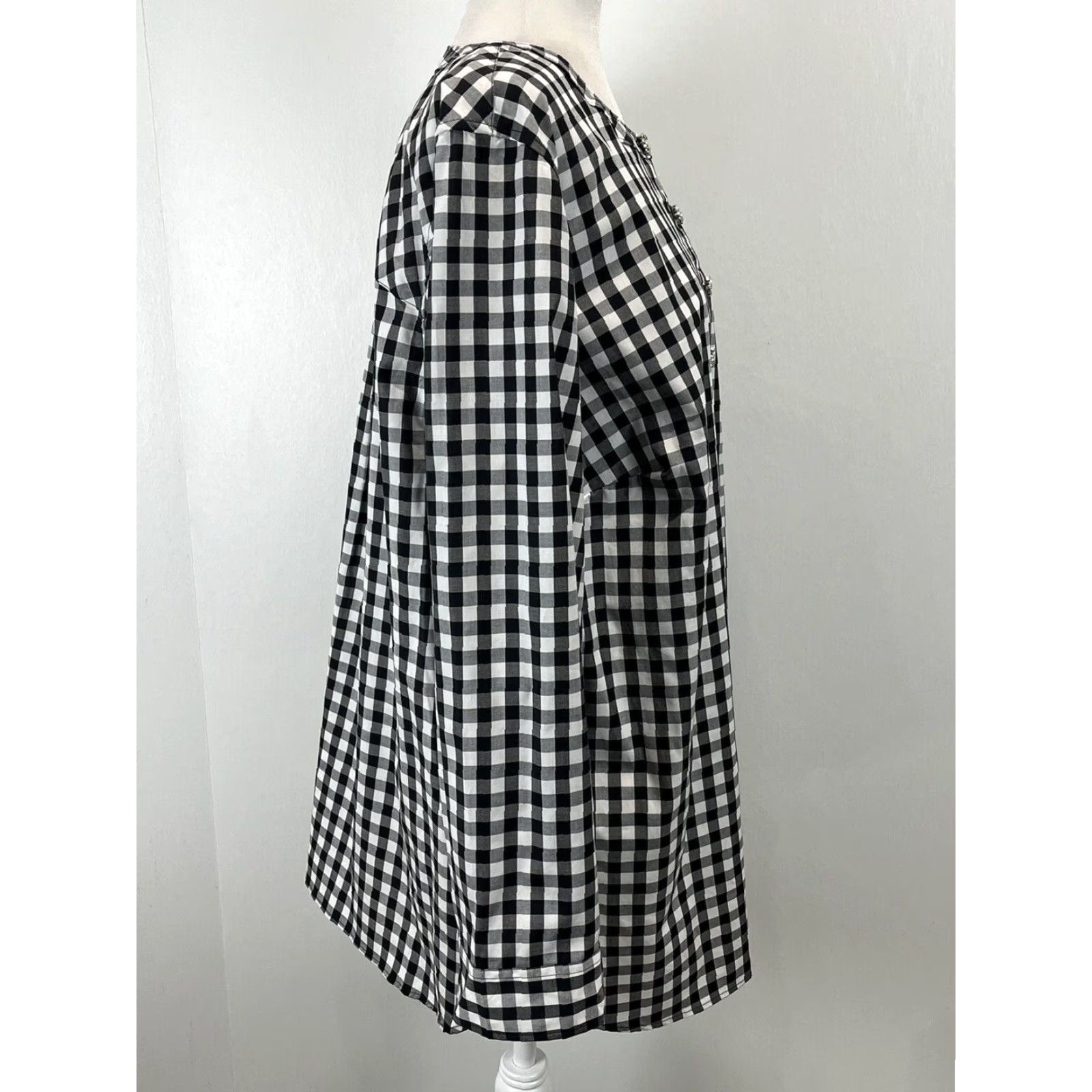 Talbots NEW Talbots Plus Size 2X Gingham Tunic Shirt Blouse Long Sleeve Black White Womens Size XXL / US 16-18 / IT 52-54 - 4 Thumbnail