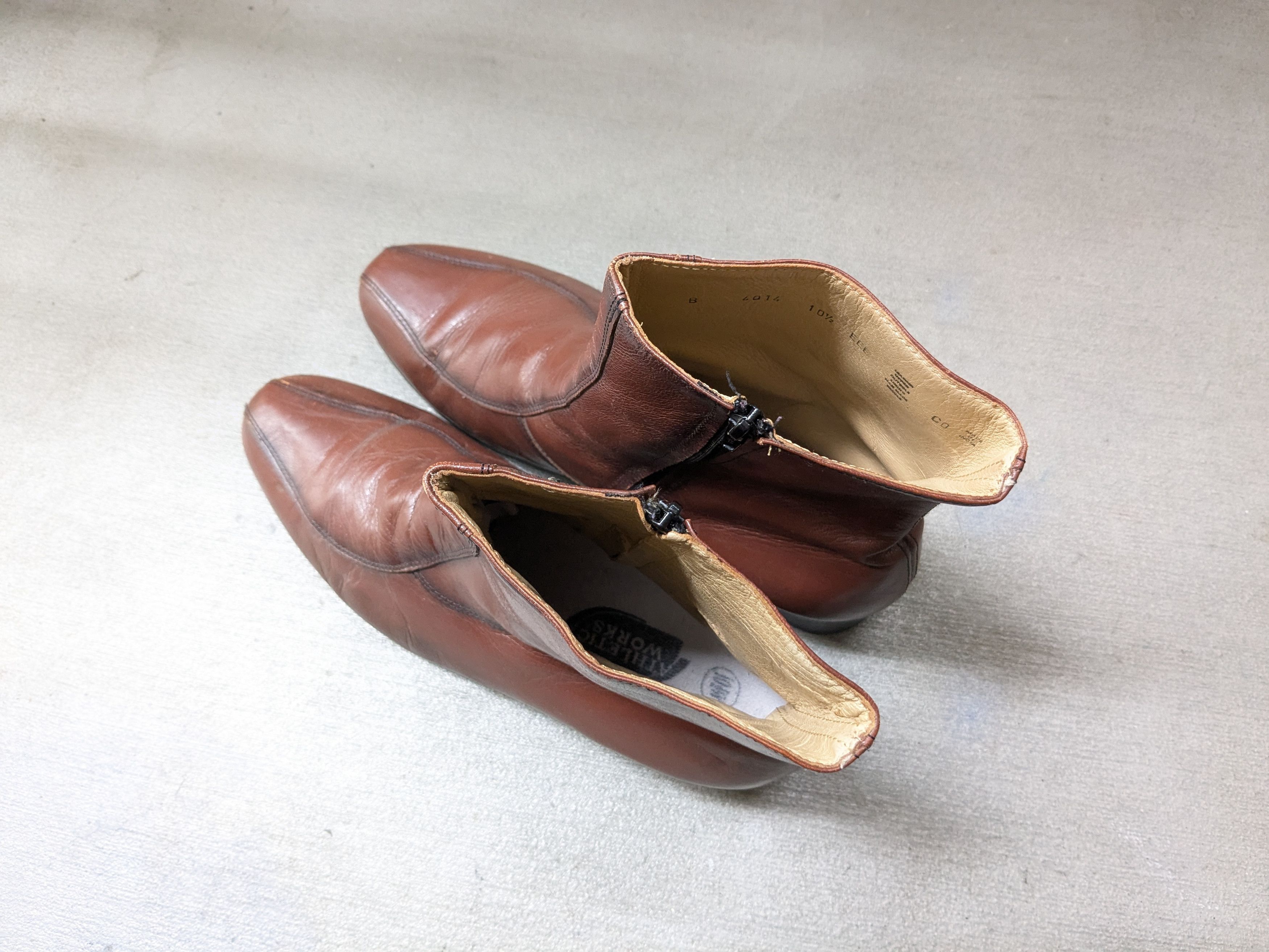 Genuine Leather Vintage Side Zip Boots Brown Leather 10.5 EEE Wide Chelsea Size US 10.5 / EU 43-44 - 12 Thumbnail