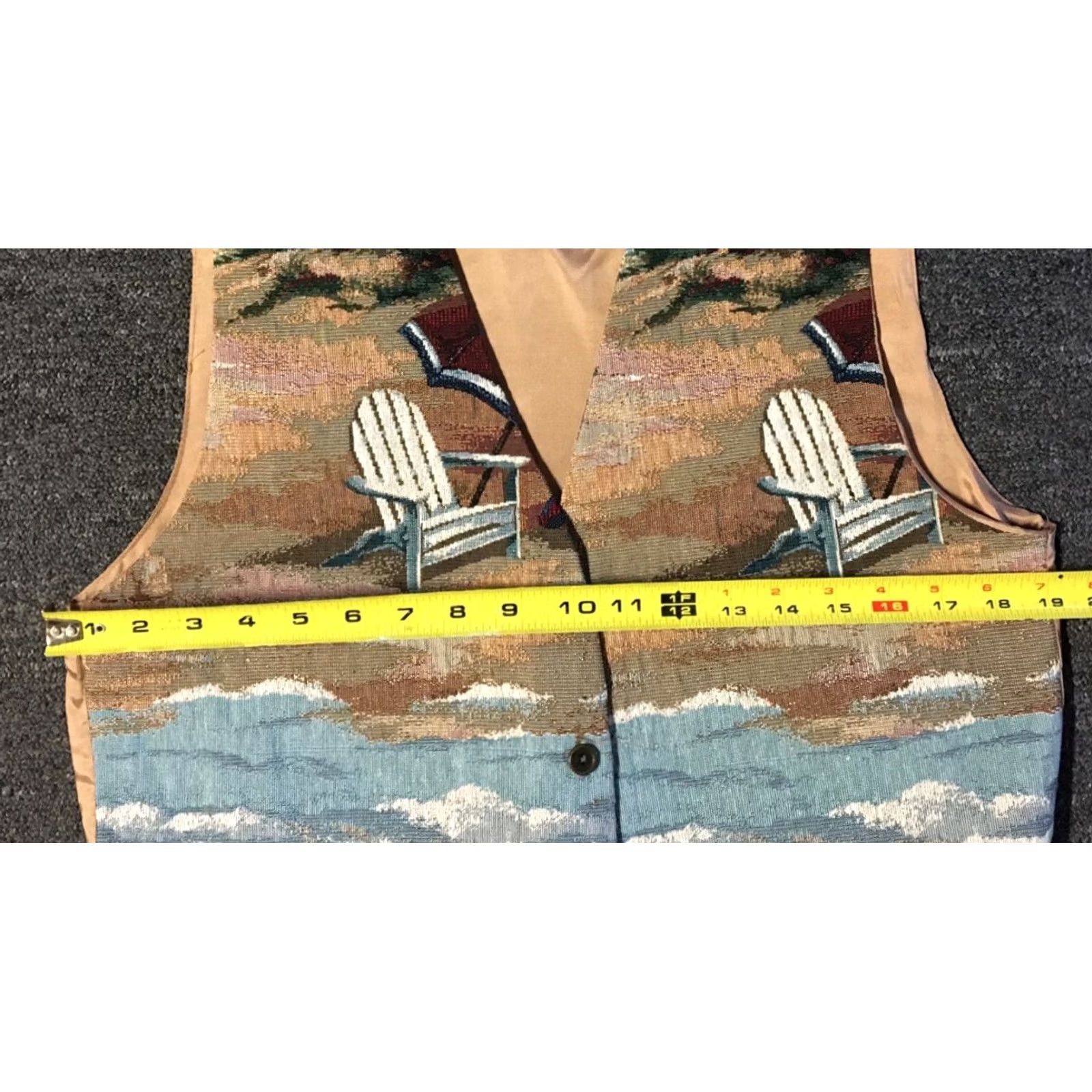 Nautica Vtg Pasta Beachfront Art Vest Women L Brown USA 70s 80s 90s Vintage Beachfront Art Vest for Women Size L / US 10 / IT 46 - 7 Thumbnail