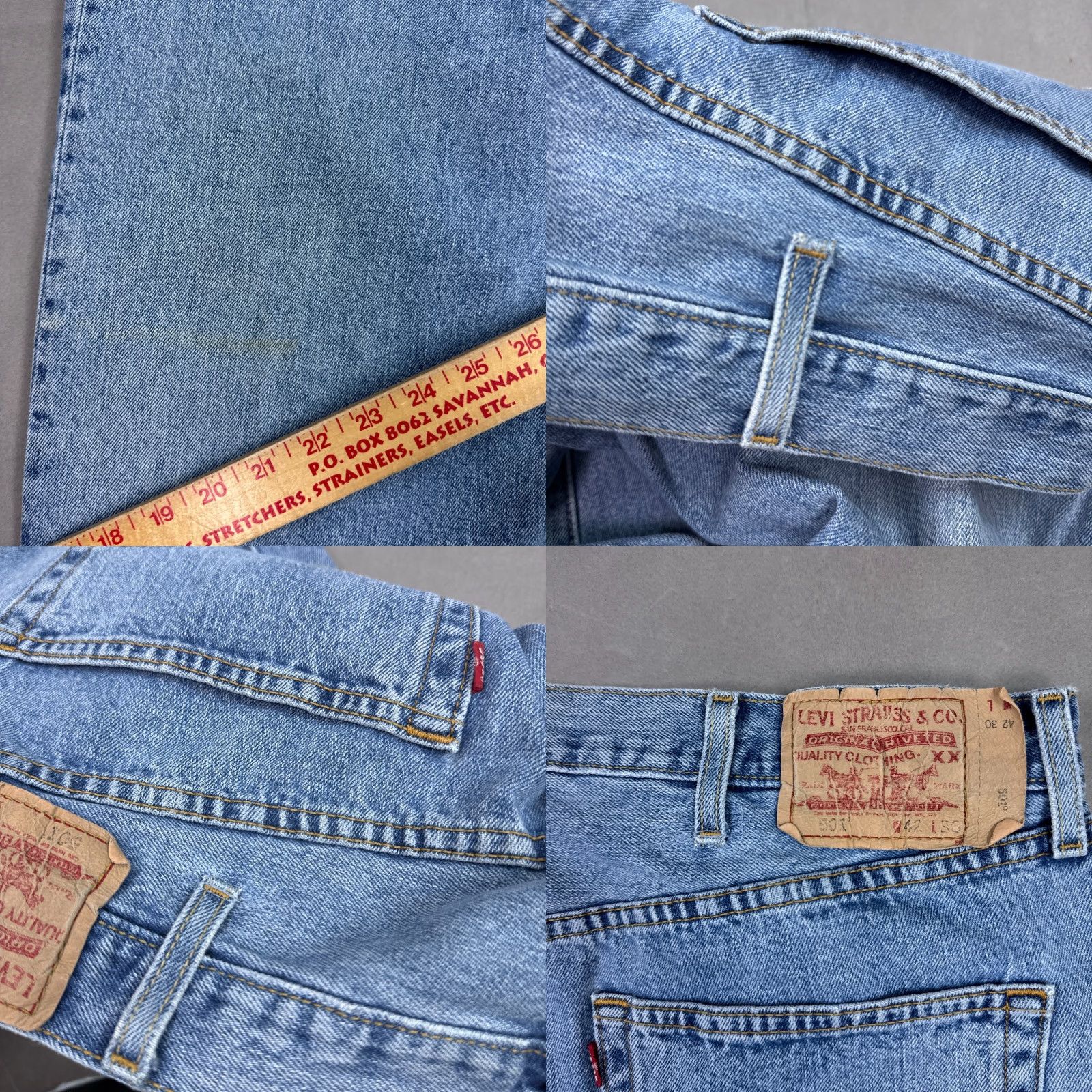 Levi's VINTAGE Levi's 501 Jeans Men 42x30 Blue Y2K Button Fly Denim Pant Distressed Work Size US 42 / EU 58 - 8 Thumbnail