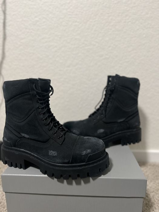 Balenciaga balenciaga distressed strike boots | Grailed