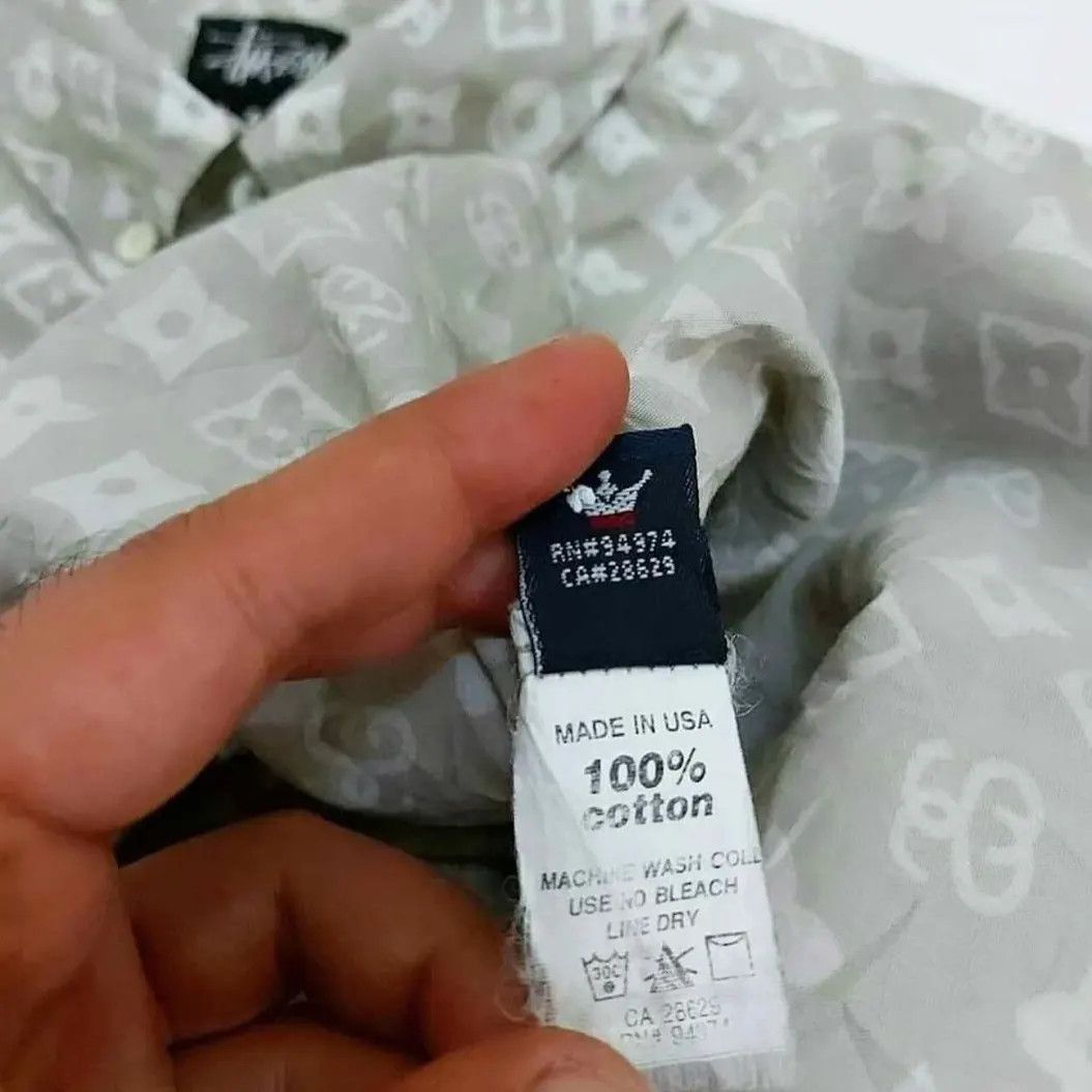 Stussy × Vintage Vintage 90's Stussy LV Monogram Button Shirt Size US XL / EU 56 / 4 - 6 Thumbnail