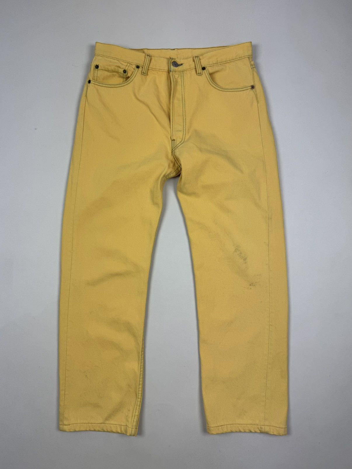 Levi's 1990’s Distressed Levi’s 501xx Yellow Denim Jeans Pants Size US 36 / EU 52 - 3 Thumbnail