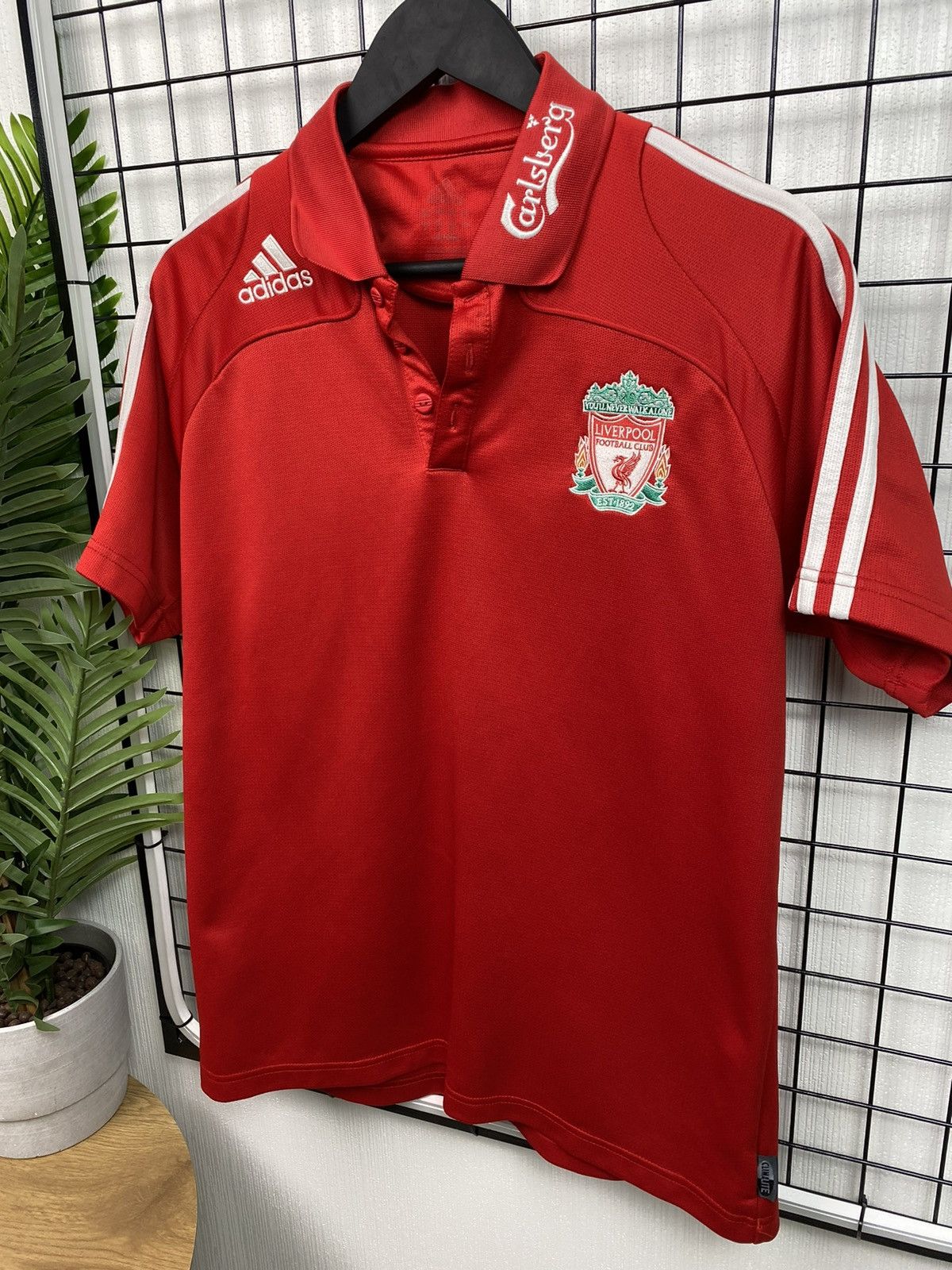 Vintage Adidas 2008 Liverpool Red Carlsberg Polo TShirt Soccer Men M Size US M / EU 48-50 / 2 - 2 Thumbnail