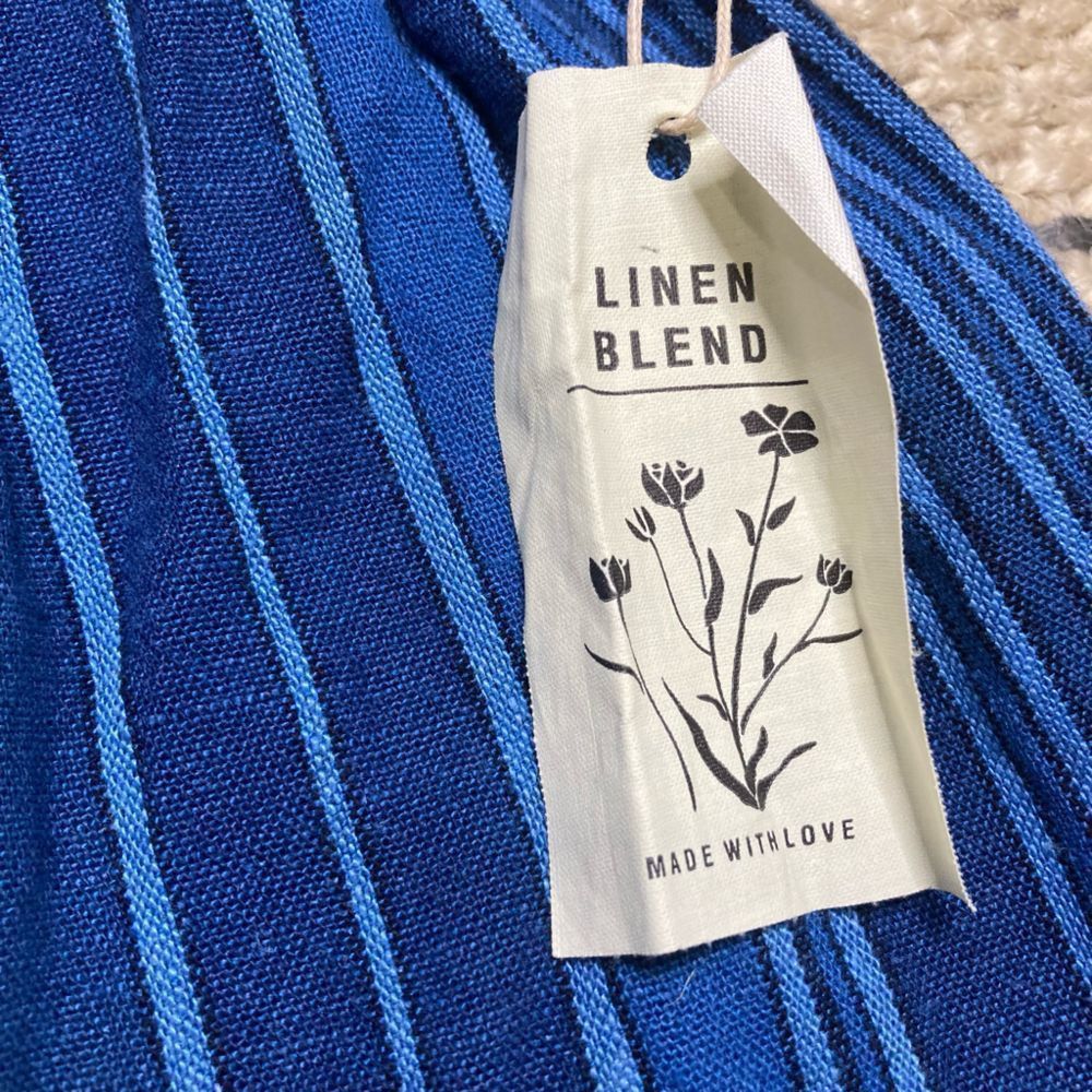 Indigo Indigo Rein, Linen Blend Striped Mini Skirt, Belted Tie, Jun Size 36" / US 14 / IT 50 - 4 Thumbnail