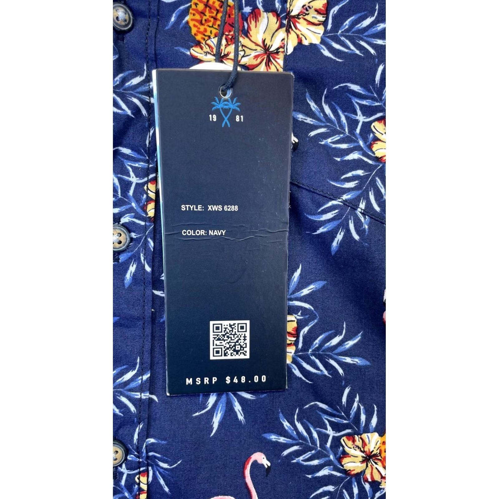 Paradise MBX Shirt Mens XL Navy Paradise Slim Fit Peached Poplin Hawaiian Size US XL / EU 56 / 4 - 3 Thumbnail