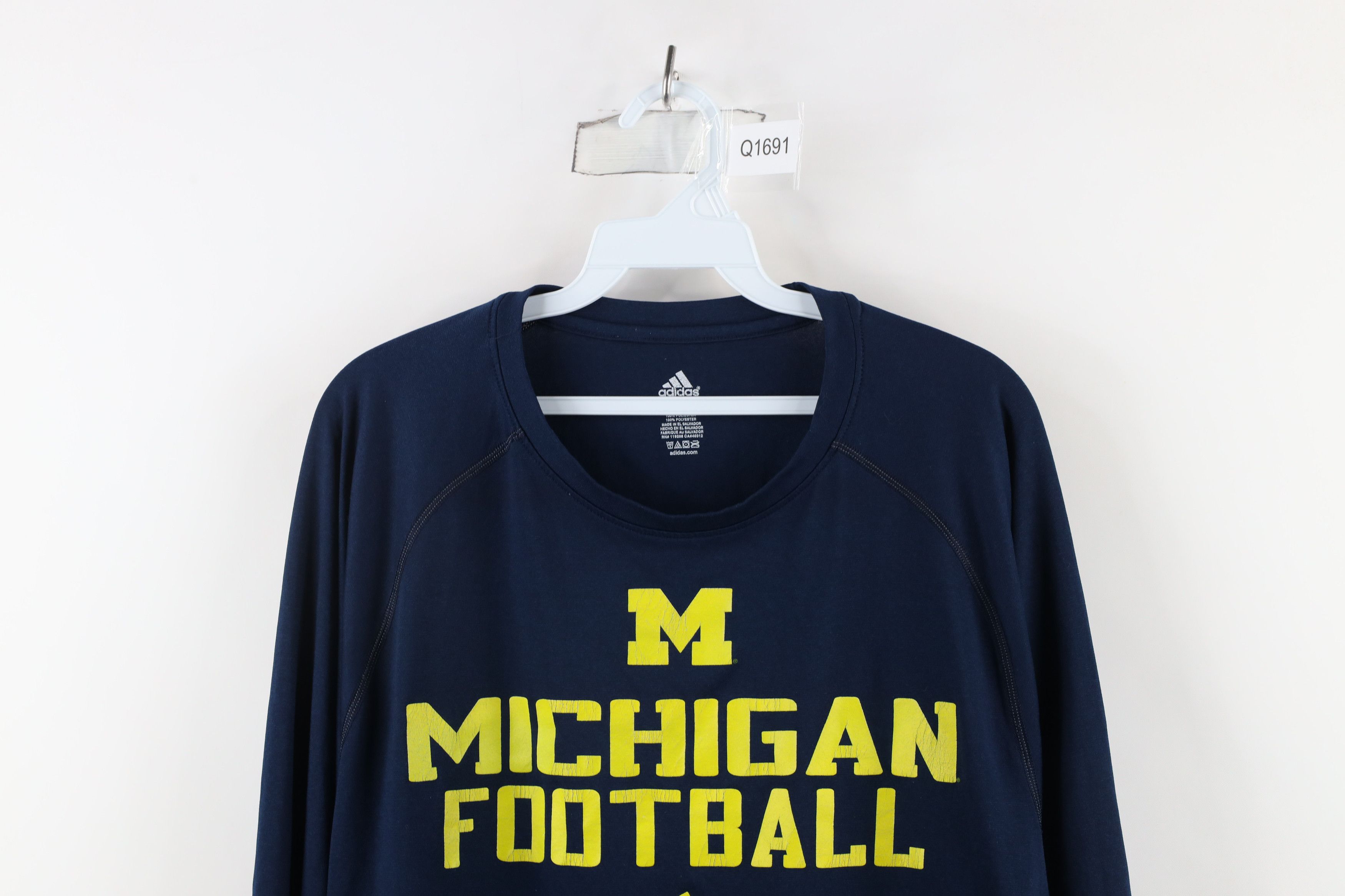Adidas × Vintage Adidas University of Michigan Football Long Sleeve T-Shirt Size US XXL / EU 58 / 5 - 2 Thumbnail