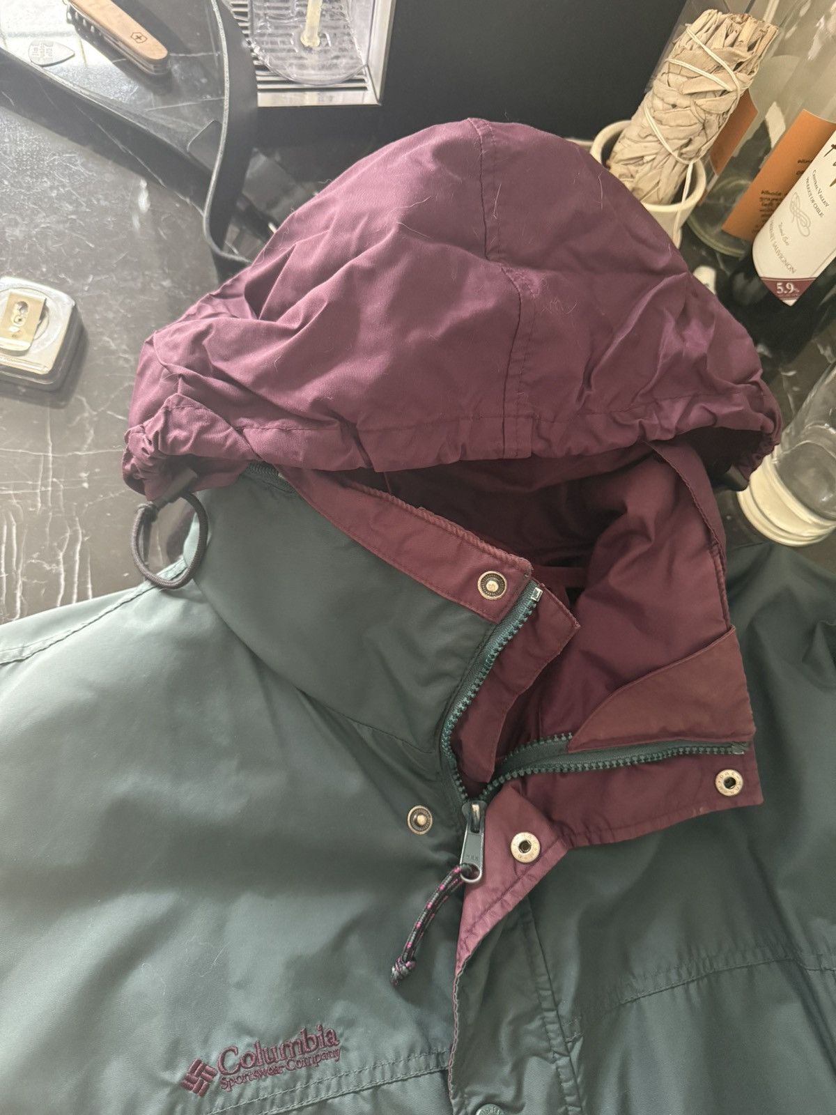 Columbia Green and Maroon Columbia Down Jacket Size US L / EU 52-54 / 3 - 5 Thumbnail