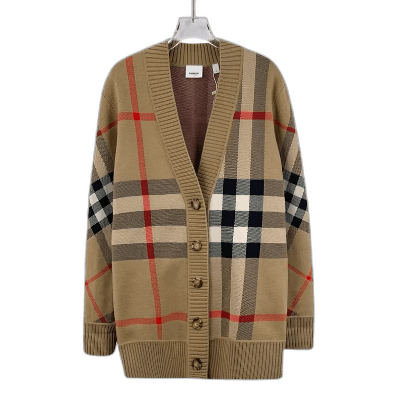 Burberry Burberry Brown Striped V-Neck Cardigan Sweater Size S / US 4 / IT 40 - 1 Thumbnail