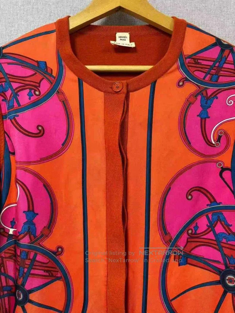 Hermes Hermes Silk Patchwork Long-Sleeve Knit Top Size XS / US 0-2 / IT 36-38 - 3 Thumbnail