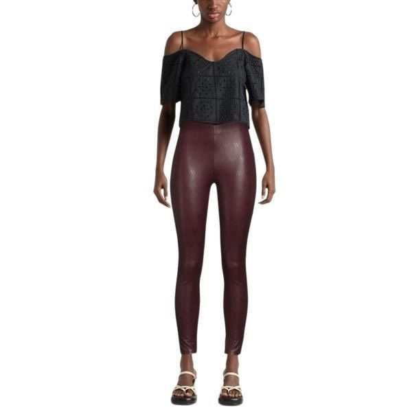 Wolford NWT Wolford Net Vegan Leather Leggings Port Royale Burgundy Size 32" / US 10 / IT 46 - 1 Thumbnail