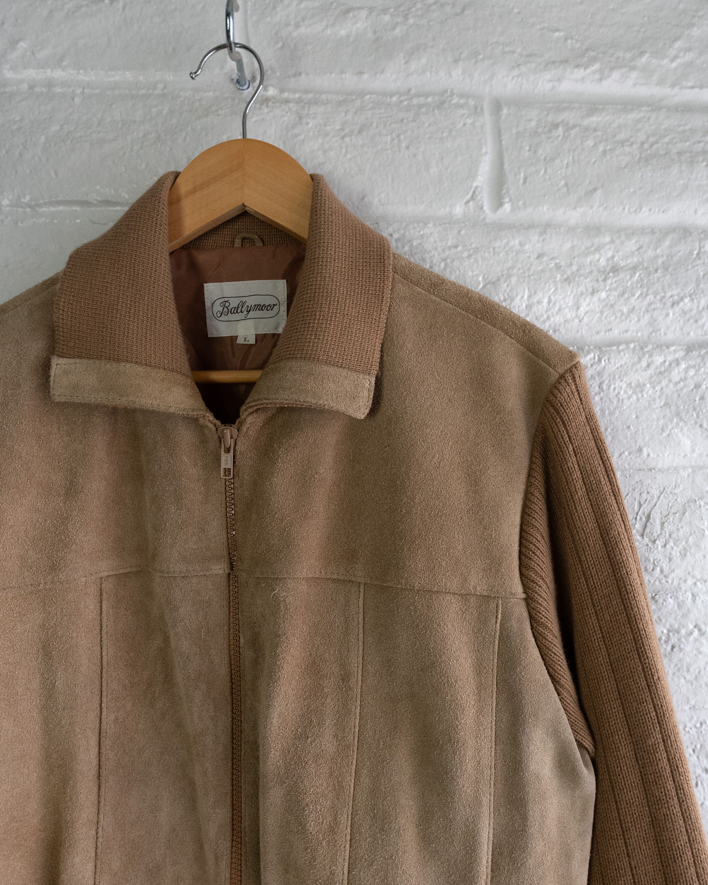 Vintage Vintage 1980s Cowhide Suede Sweater Jacket Tan Knit Hippie Size US L / EU 52-54 / 3 - 2 Thumbnail