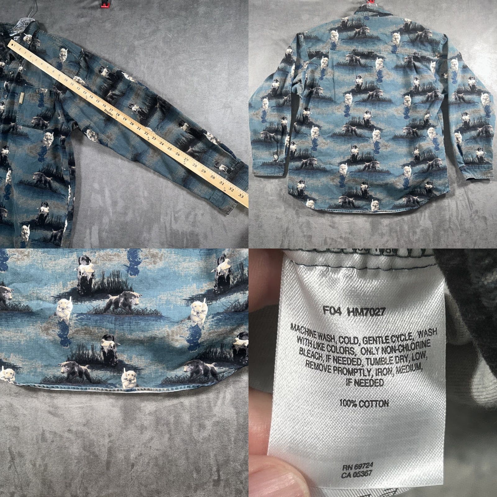 Vintage Columbia River Lodge Lab All Over Print Button Down Long Sleeve Mens L Size US L / EU 52-54 / 3 - 9 Thumbnail