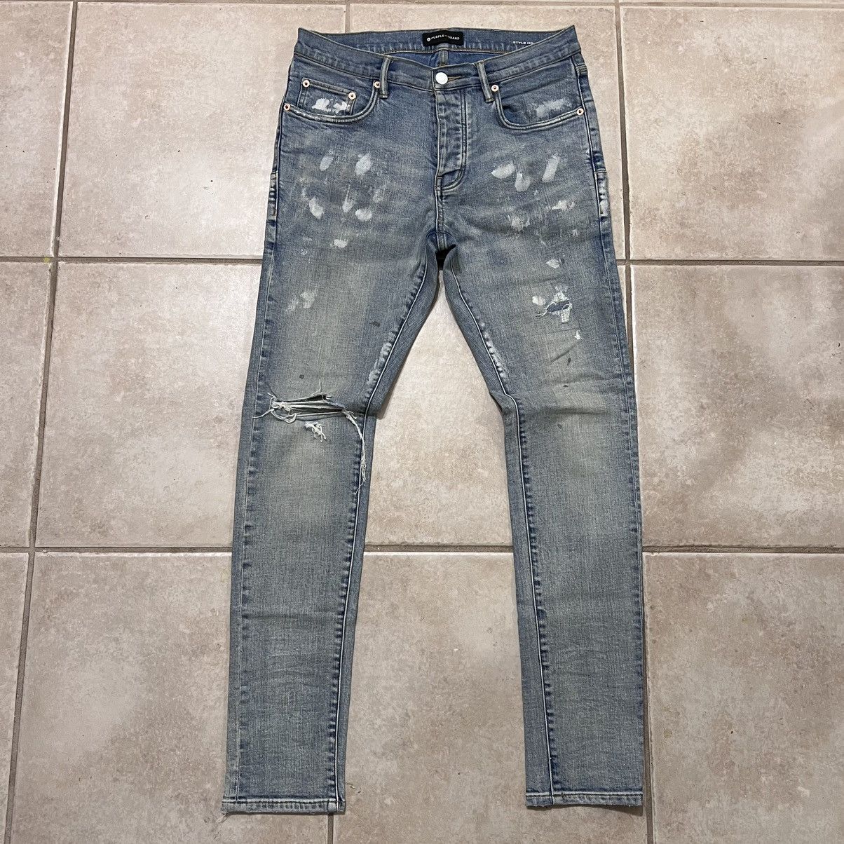 Size 31 - Purple Brand Jeans P001 Blue Wash Distress Skinny