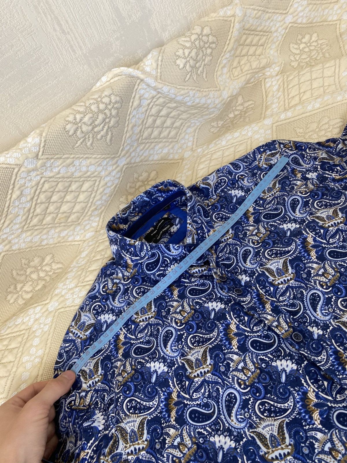 Vintage 🔥 Guide London Paisley Polo Long Sleeve Button Shirt Blue Size US XL / EU 56 / 4 - 10 Thumbnail