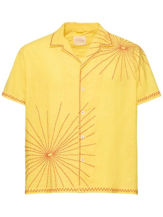 HARAGO o1lsvrm0425 Firework Embroidered Cotton S/S Shirt in Yellow Size US S / EU 44-46 / 1 - 1 Thumbnail
