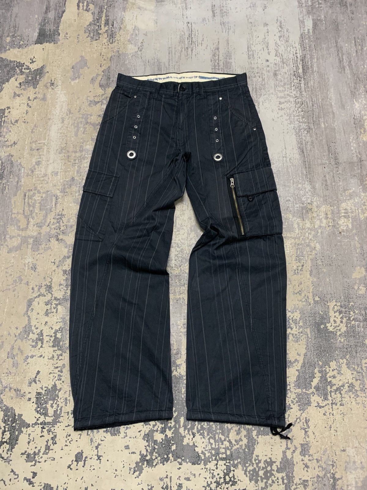 PPFM Rock & Roll Stripe Baggy Parachute Cargo Pants