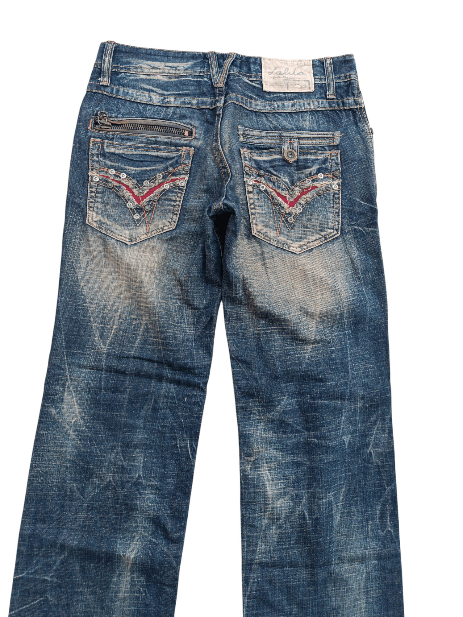Japanese Brand Lolita Jeans Rusty Wash Whiskers Faded Denim E017 Size US 34 / EU 50 - 9 Thumbnail
