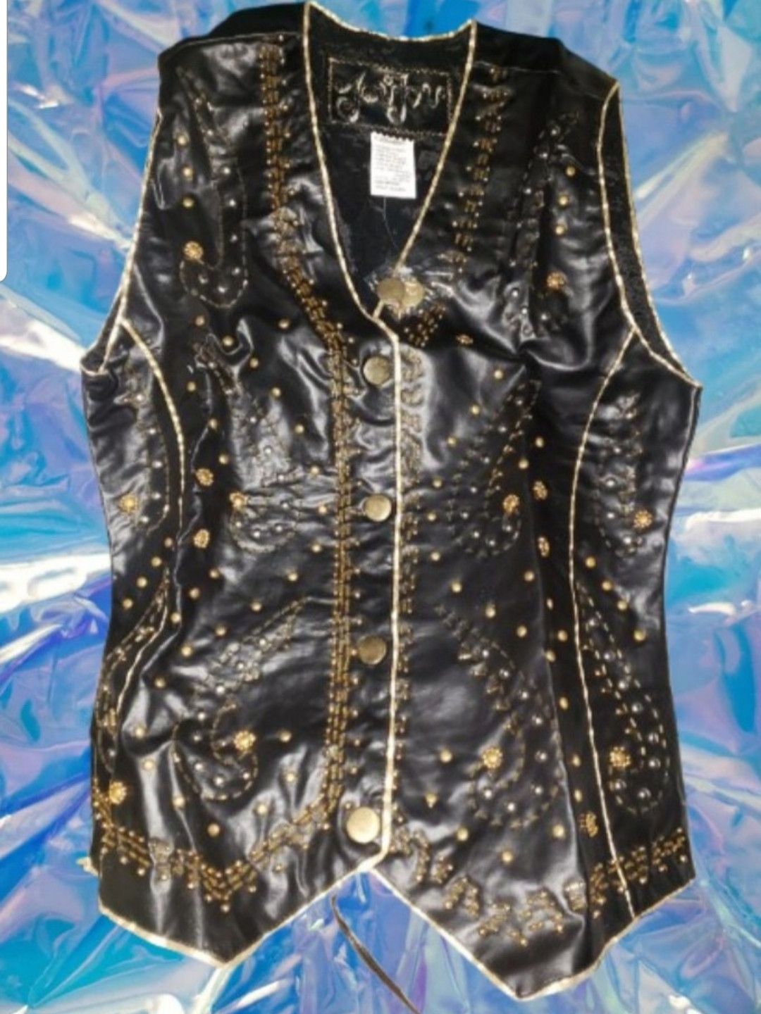 Other 1980s VINTAGE VINYL STUDDED VEST JOU JOU PUNK ROCK GOTH M Size M / US 6-8 / IT 42-44 - 1 Thumbnail