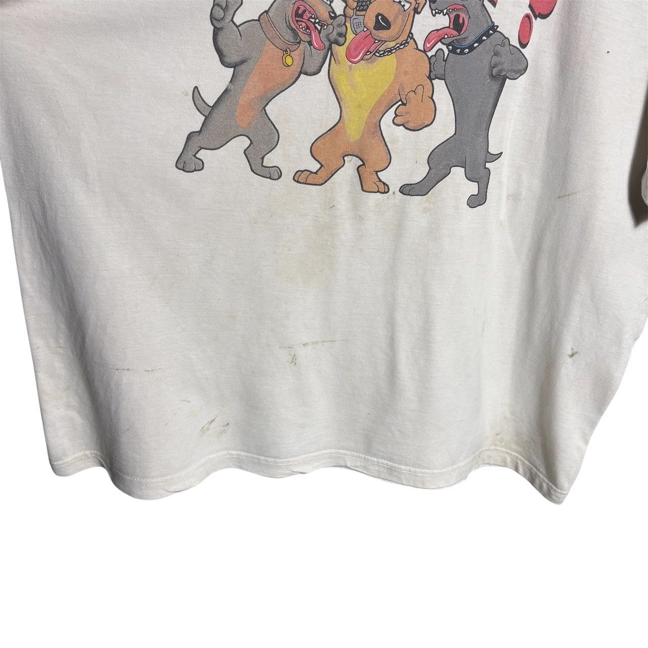 Vintage Vintage 90s WAZUP? Dogs Gangster Distressed T-Shirt Size US XL / EU 56 / 4 - 5 Thumbnail