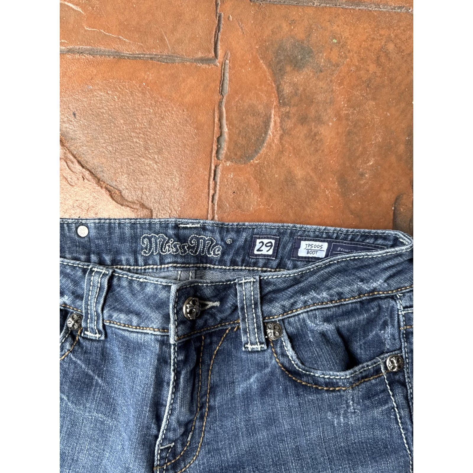 Miss Me Miss Me Jeans Boot Cut Embellished Bling Denim 29 Blue Womens Brand Miss Me Jeans JP6075B Size 29" - 3 Thumbnail