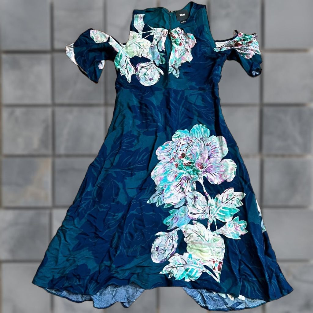 MAEVE Dress Anthropologie US 4 Elia Cold Shoulder Floral Tropical Green Dress Knee Length Women Womens A-Line