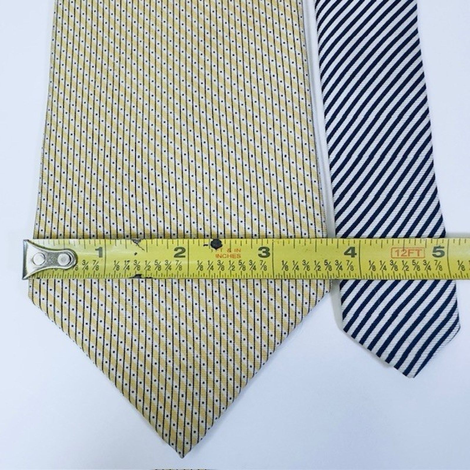 Tommy Hilfiger Tommy Hilfiger Men's Neck Tie Silk Gold/Beige/Blue Geometric Size ONE SIZE - 5 Thumbnail