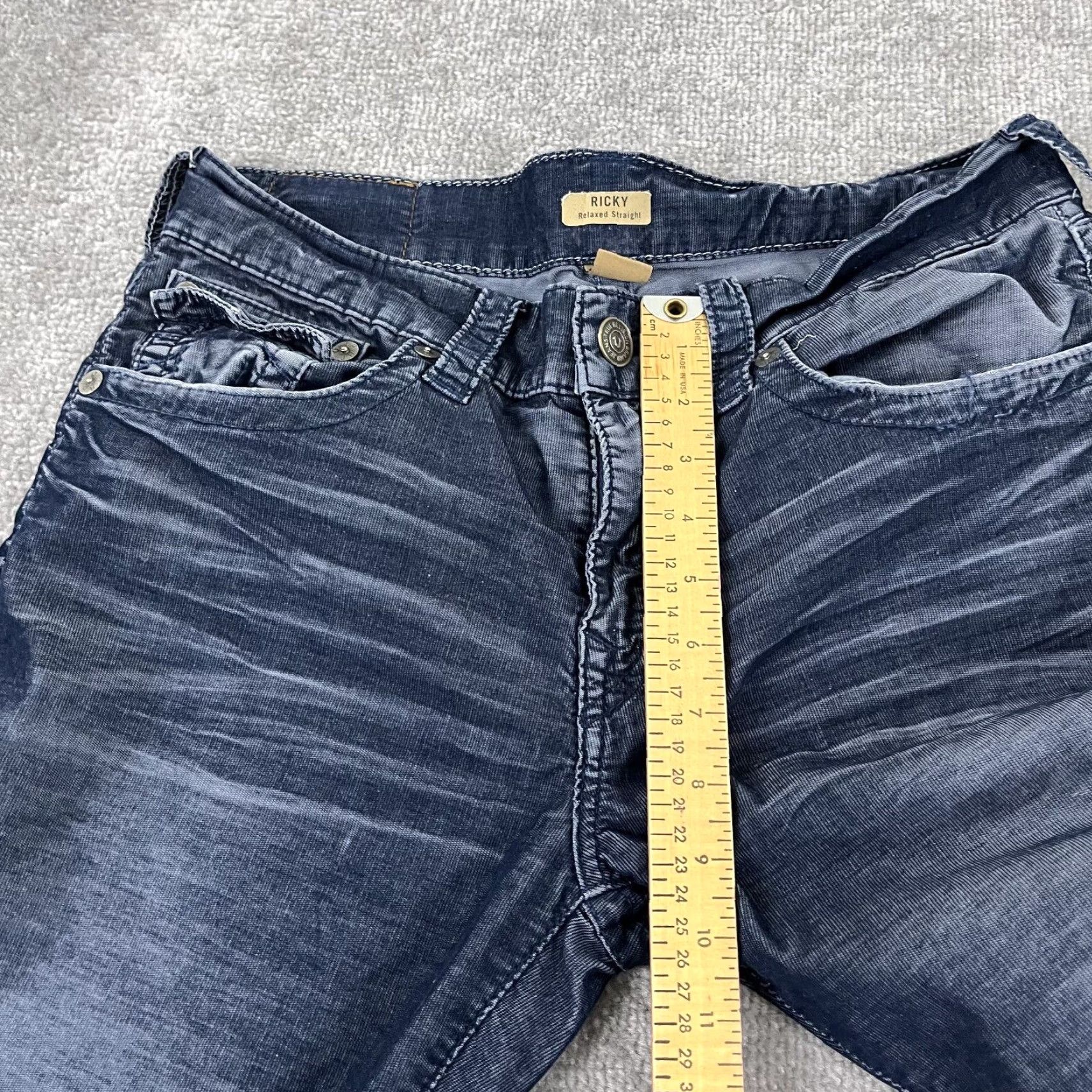 True Religion TRUE RELIGION Jeans Mens 32 x 31 Ricky Relaxed Straight Fit Blue Pants Grunge Size US 32 / EU 48 - 7 Thumbnail