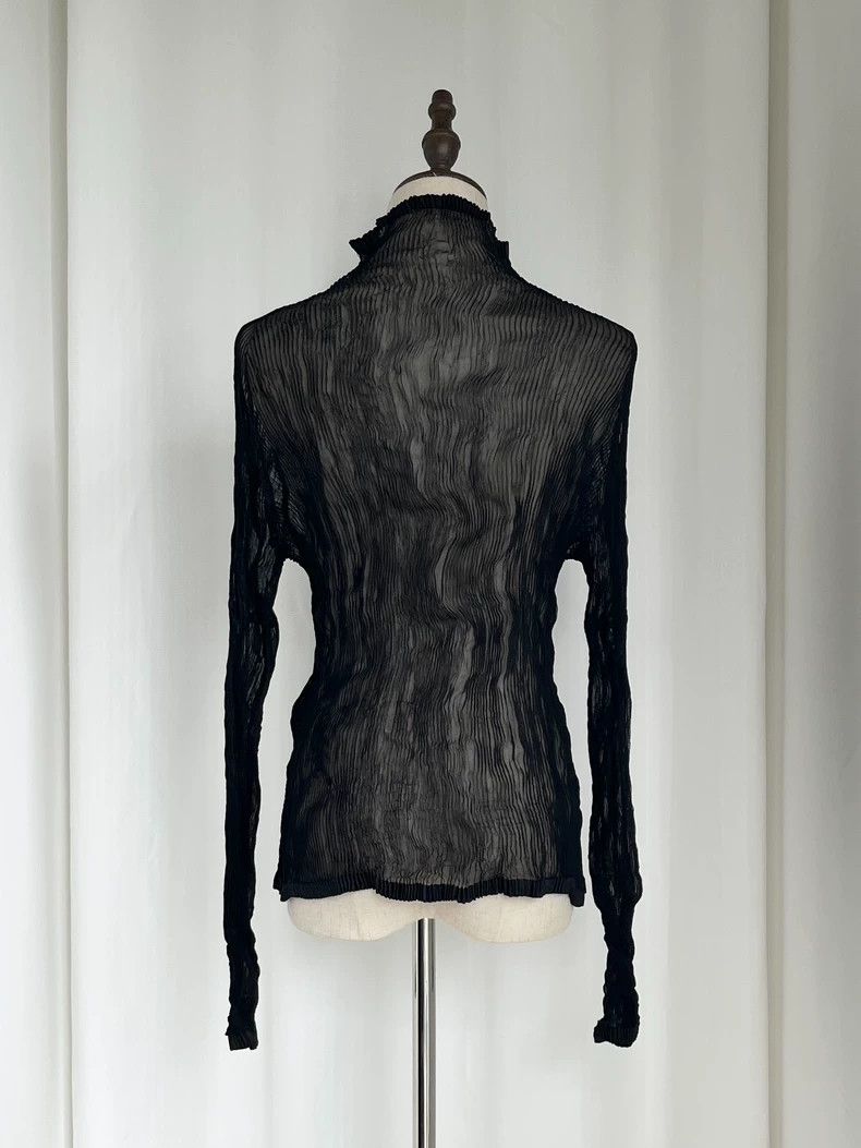 Issey Miyake Issey Miyake Black wicker high neck and long sleeves Size L / US 10 / IT 46 - 2 Thumbnail
